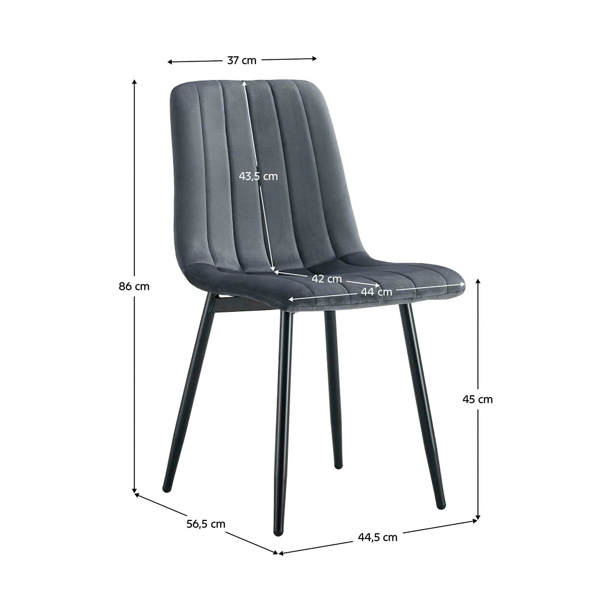 Scaun RAMITA TIP 1, gri inchis/negru, stofa catifelata/metal, 45x57x86 cm