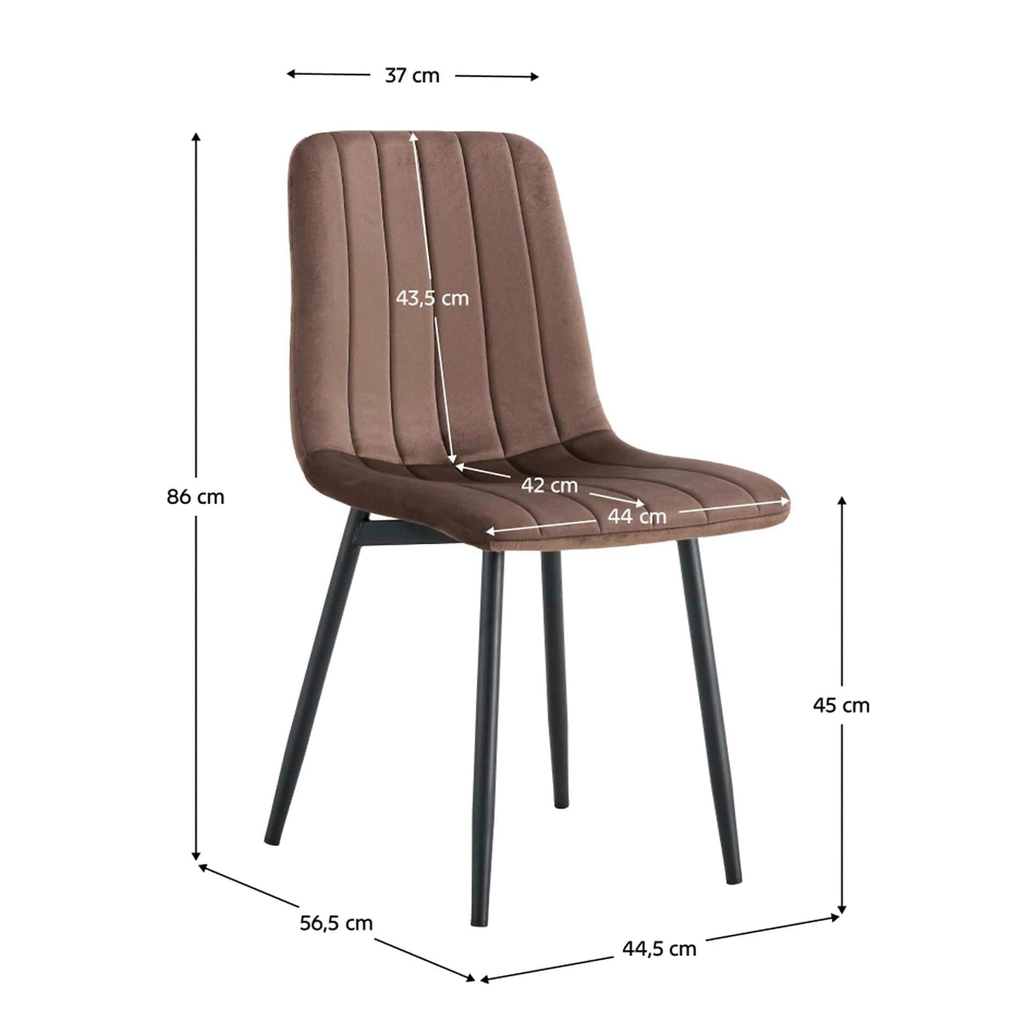 Scaun RAMITA TIP 1, maro/negru, stofa catifelata/metal, 45x57x86 cm