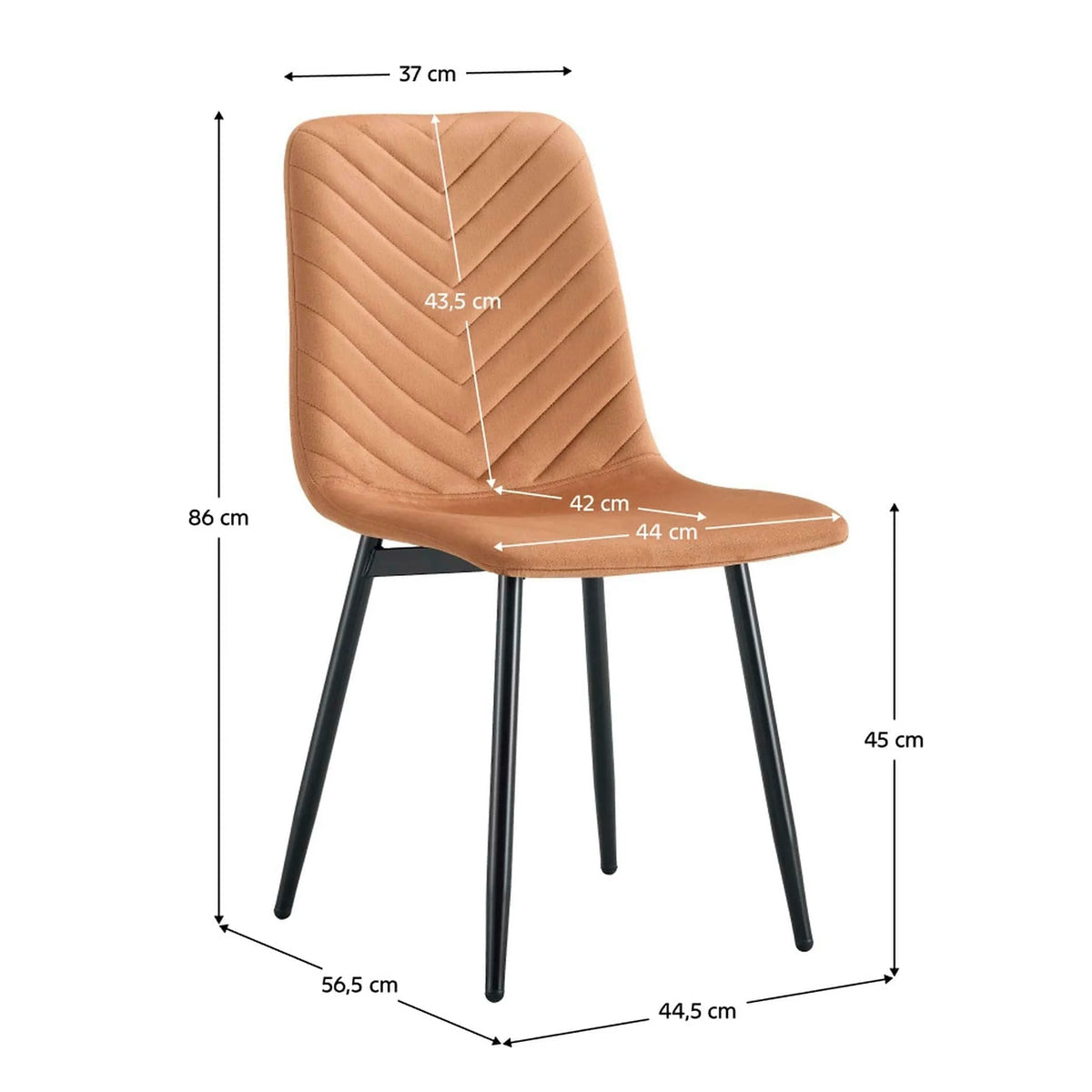 Scaun RAMITA TIP 2, caramiziu deschis/negru, stofa catifelata/metal, 45x57x86 cm