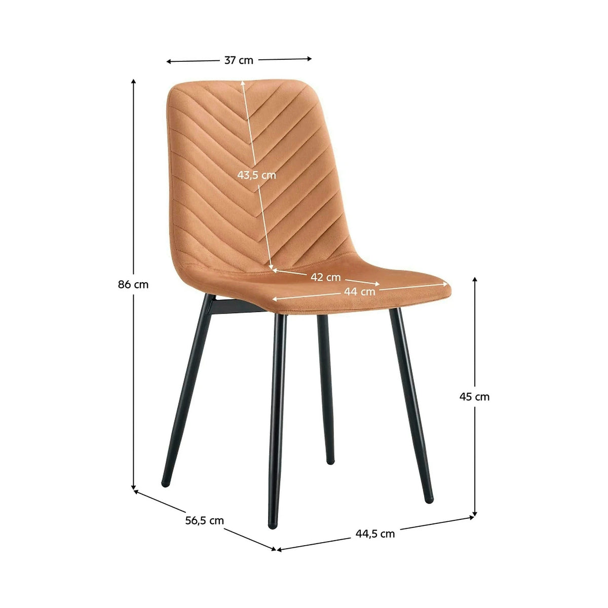 Scaun RAMITA TIP 2, caramiziu deschis/negru, stofa catifelata/metal, 45x57x86 cm