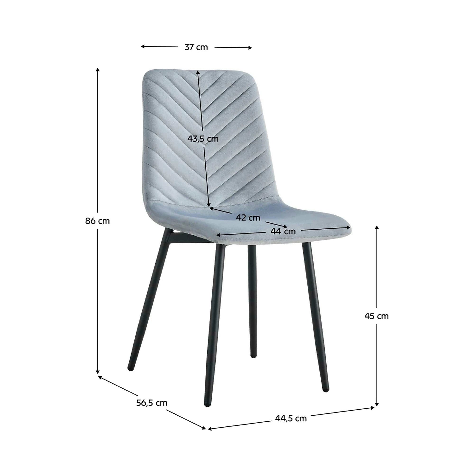 Scaun RAMITA TIP 2, gri deschis/negru, stofa catifelata/metal, 45x57x86 cm