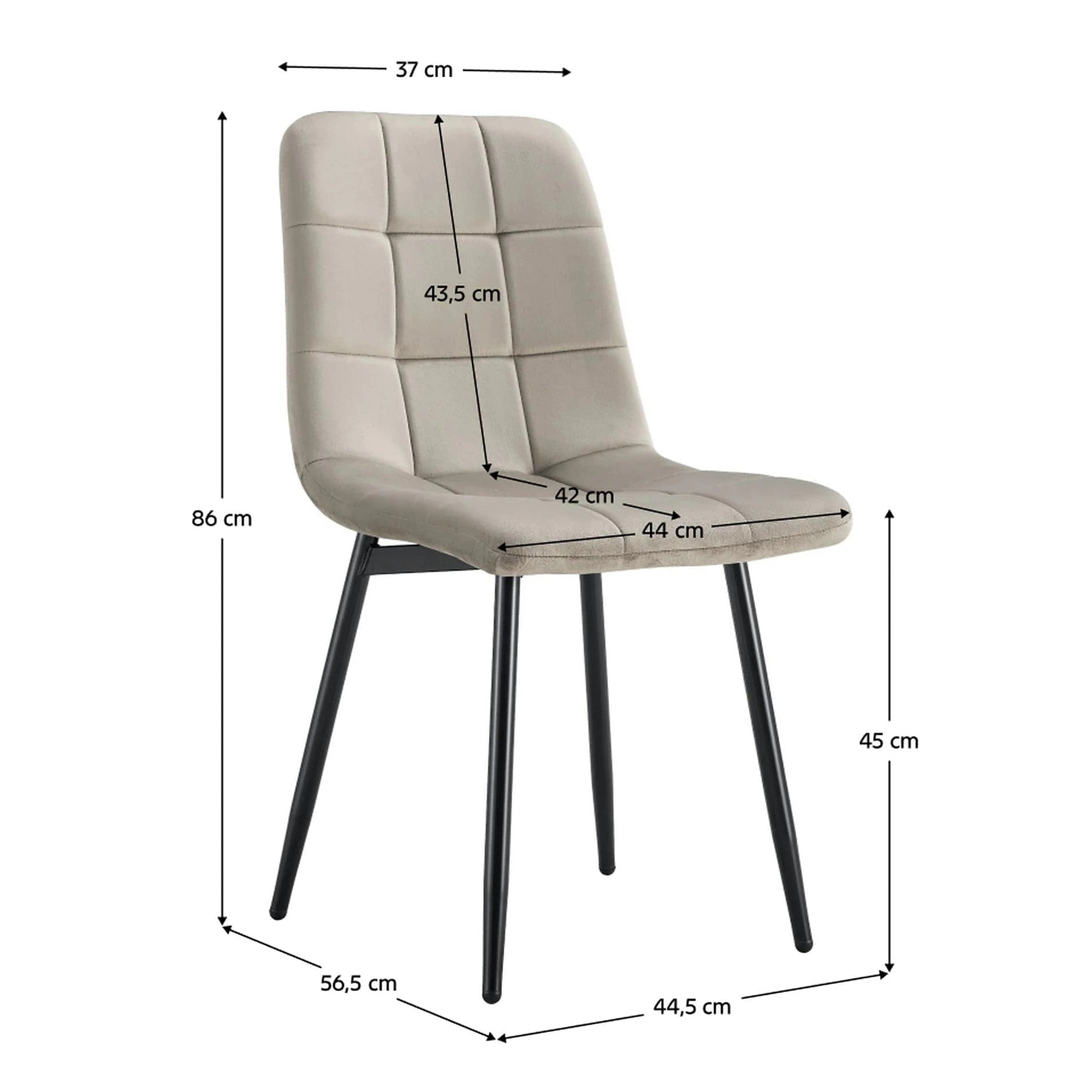 Scaun RAMITA TIP 3, grej/negru, stofa catifelata/metal, 45x57x86 cm