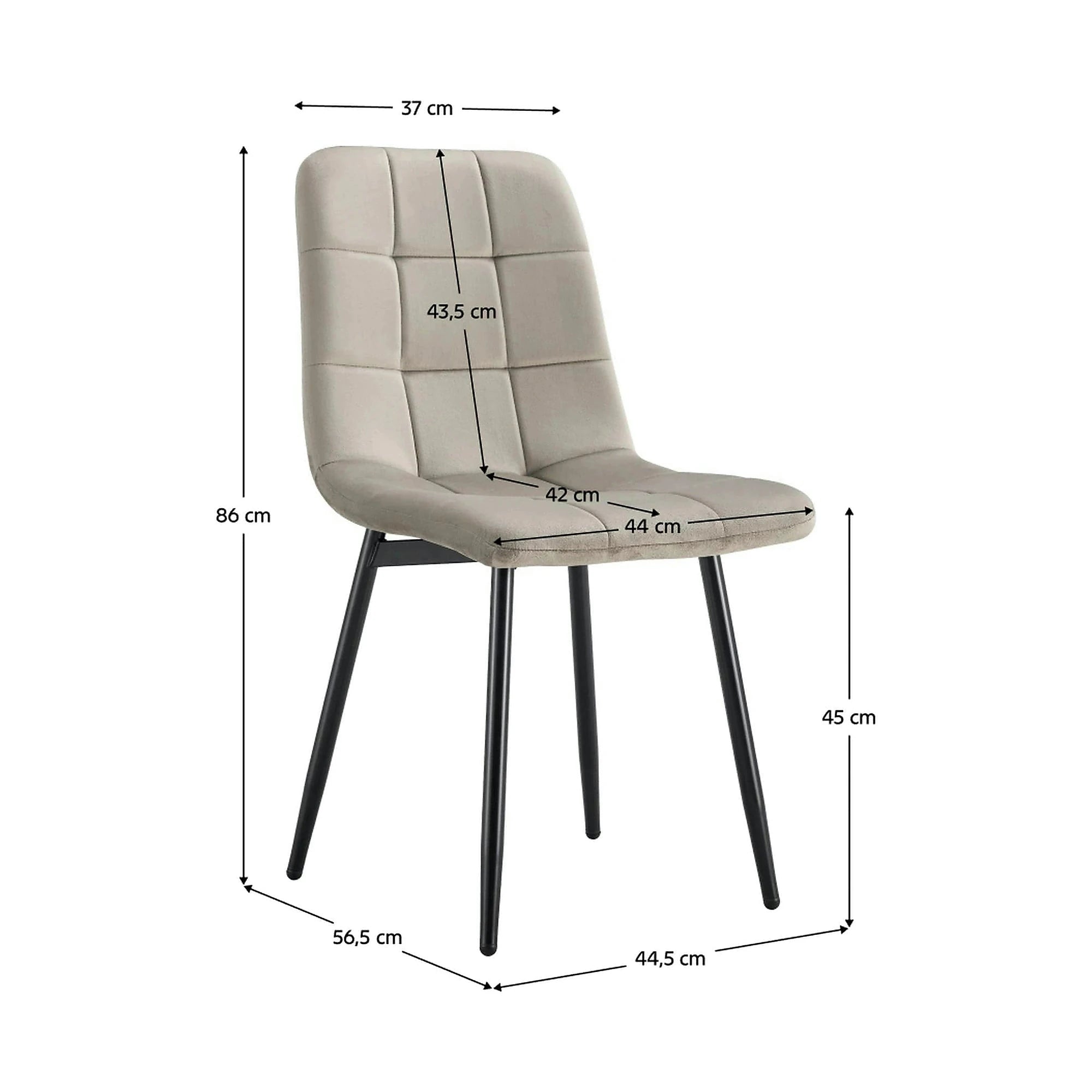 Scaun RAMITA TIP 3, grej/negru, stofa catifelata/metal, 45x57x86 cm