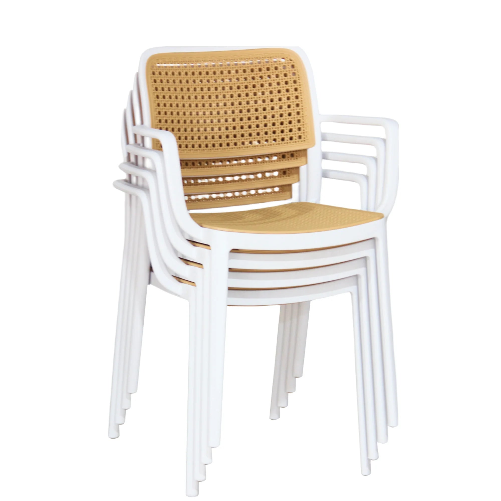 Scaun RAVID TIP 2, bej/alb, plastic, 58x55x82 cm