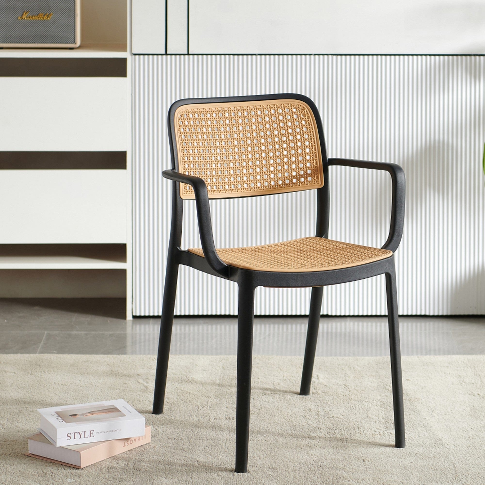 Scaun RAVID TIP 2, bej/negru, plastic, 58x55x82 cm