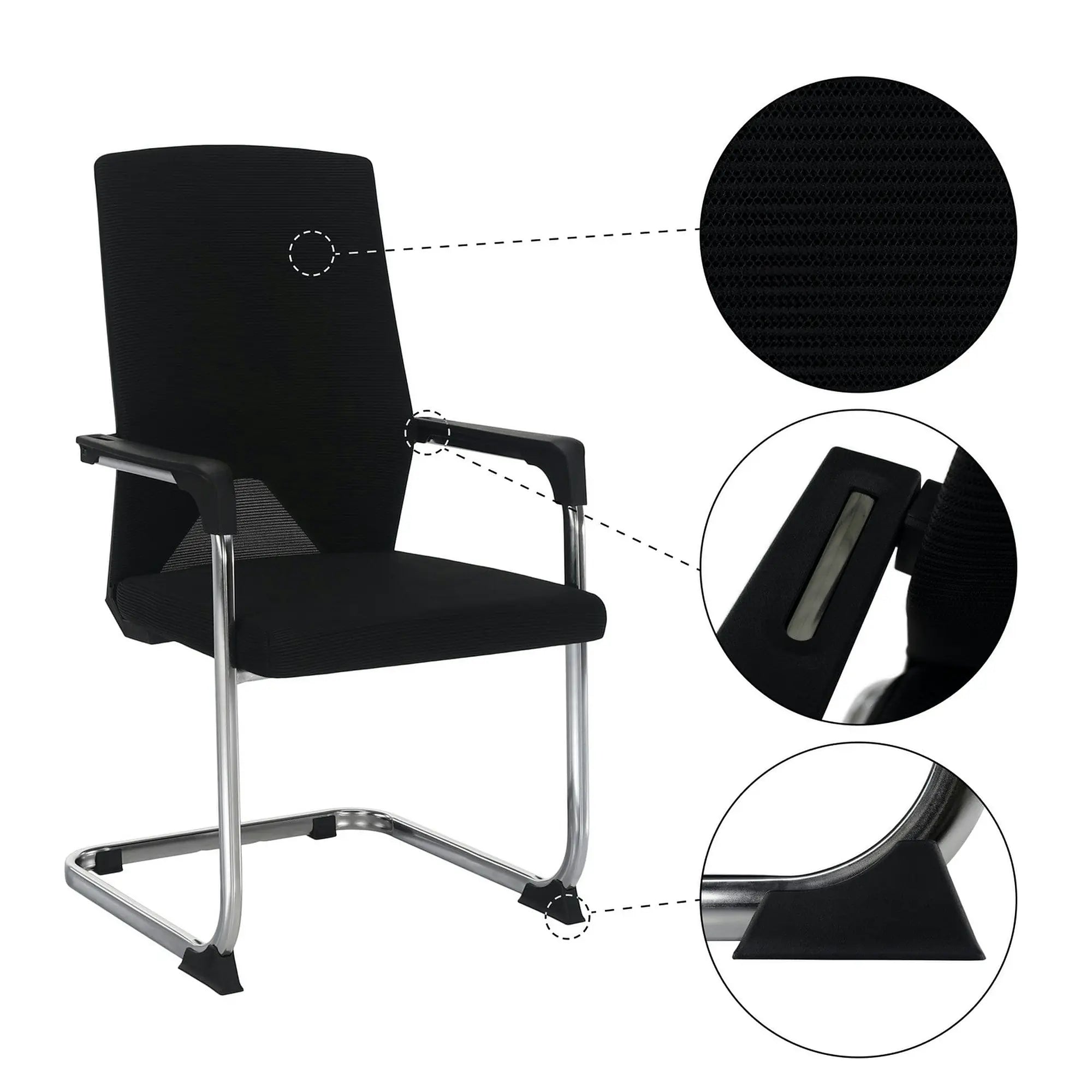 Scaun RAVIL, negru/crom, material textil/metal, 57x60x102 cm