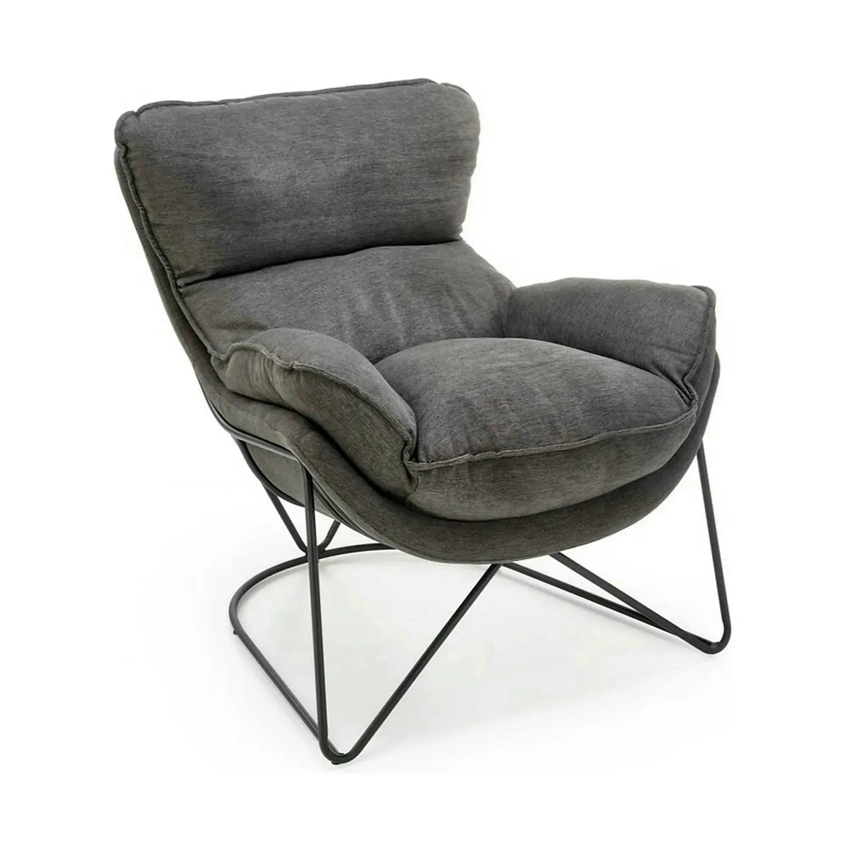 Scaun relaxare living VOLKER, gri, stofa clasica/metal, 75x88x85 cm