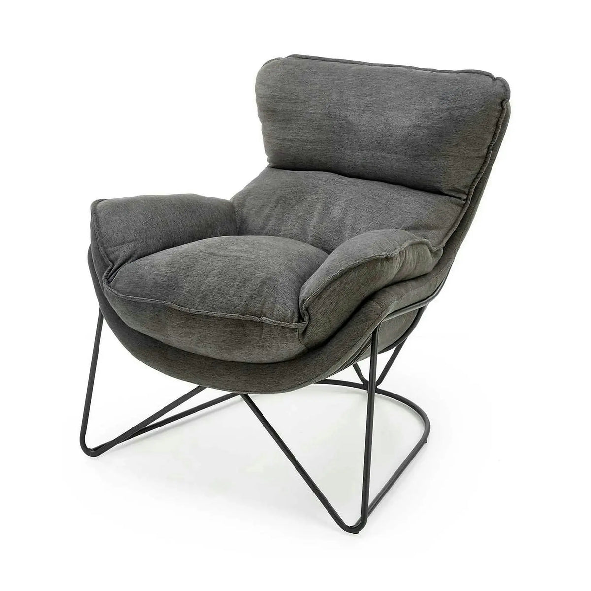 Scaun relaxare living VOLKER, gri, stofa clasica/metal, 75x88x85 cm