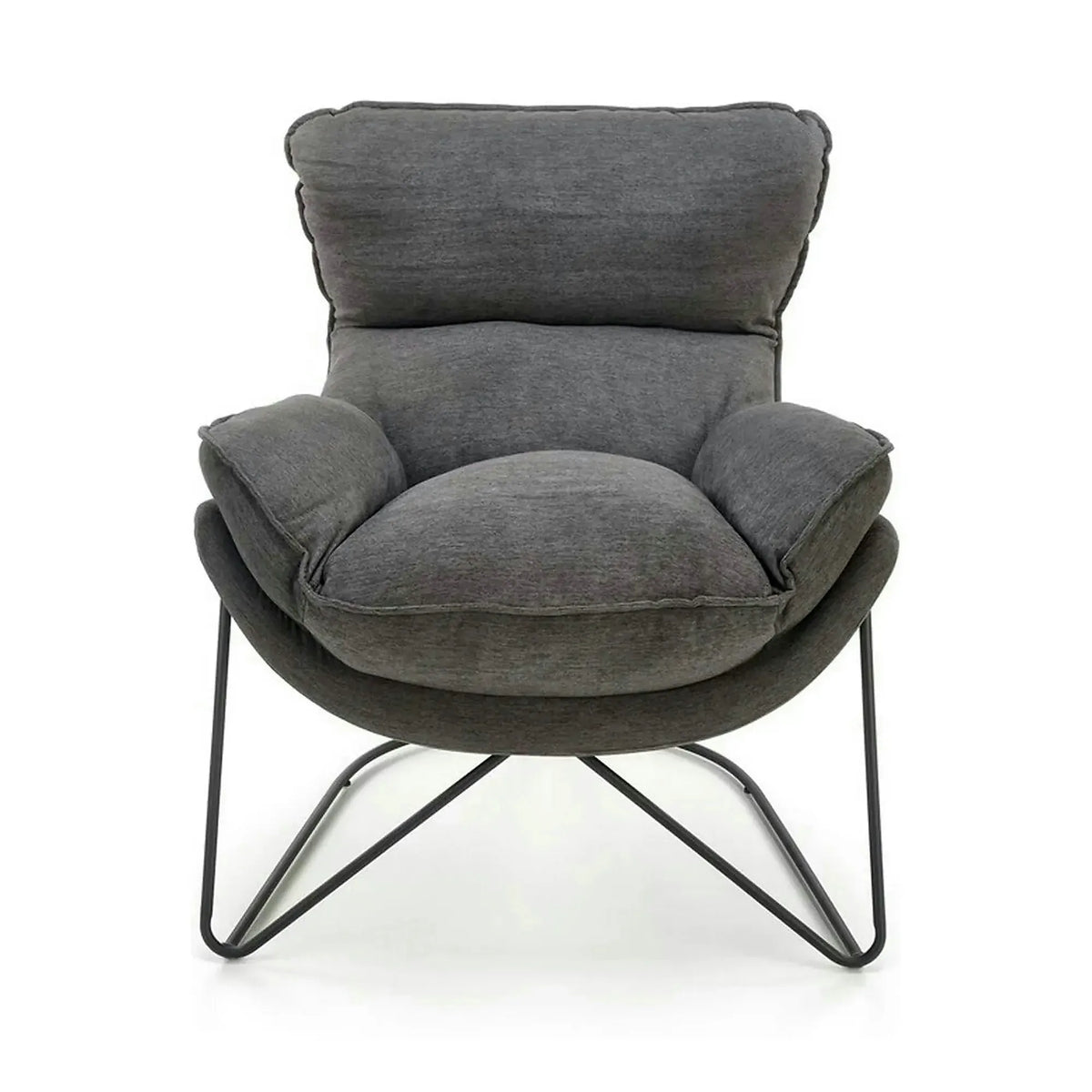 Scaun relaxare living VOLKER, gri, stofa clasica/metal, 75x88x85 cm