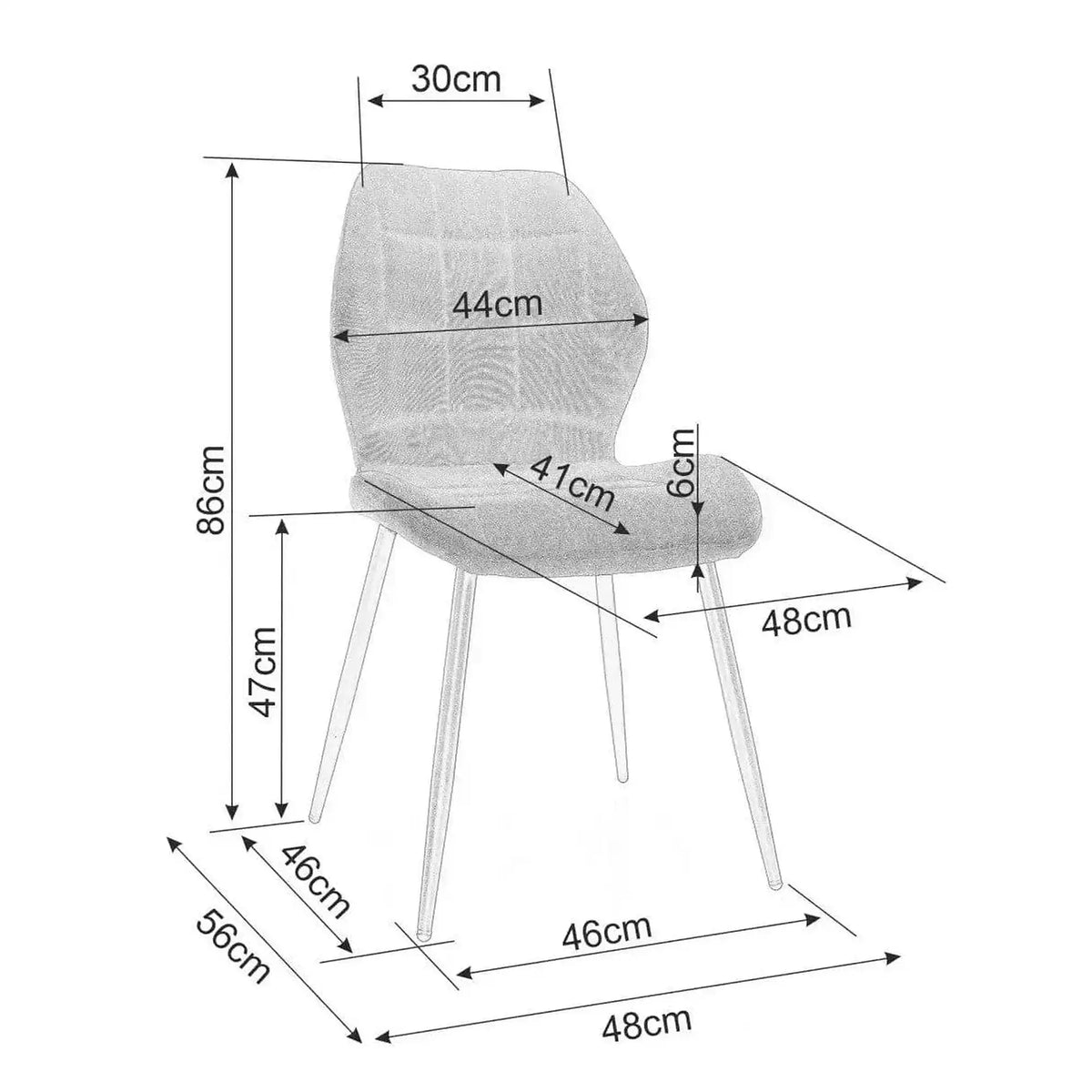 Scaun RICK, bej - Bluvel 40, stofa catifelata/metal, 48x56x86 cm