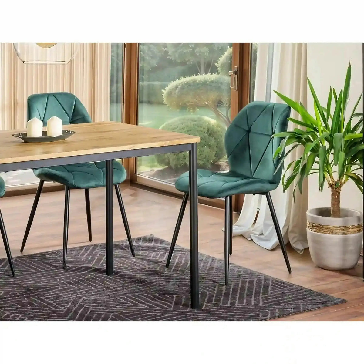 Scaun RICK, verde inchis - Bluvel 78, stofa catifelata/metal, 48x41x86 cm