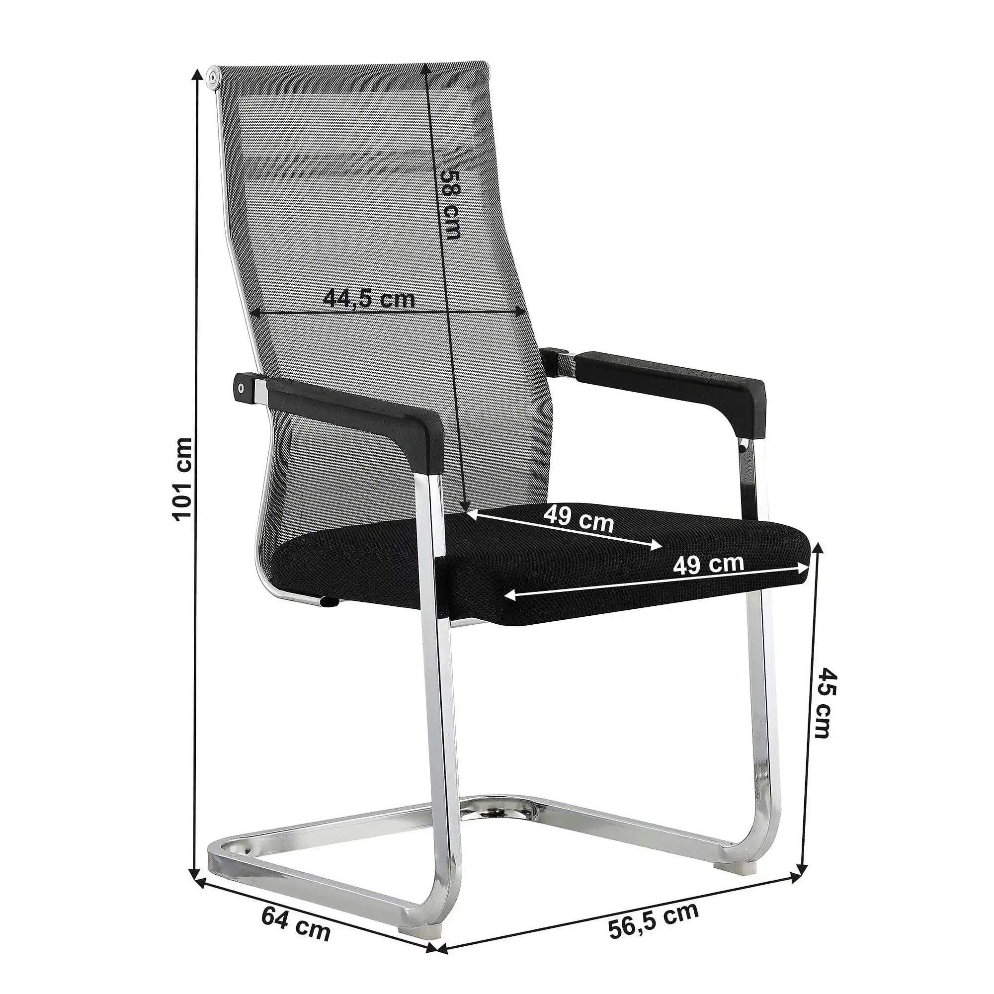Scaun RIMALA NEW, gri/negru, plasa/metal, 56.5x64x101 cm