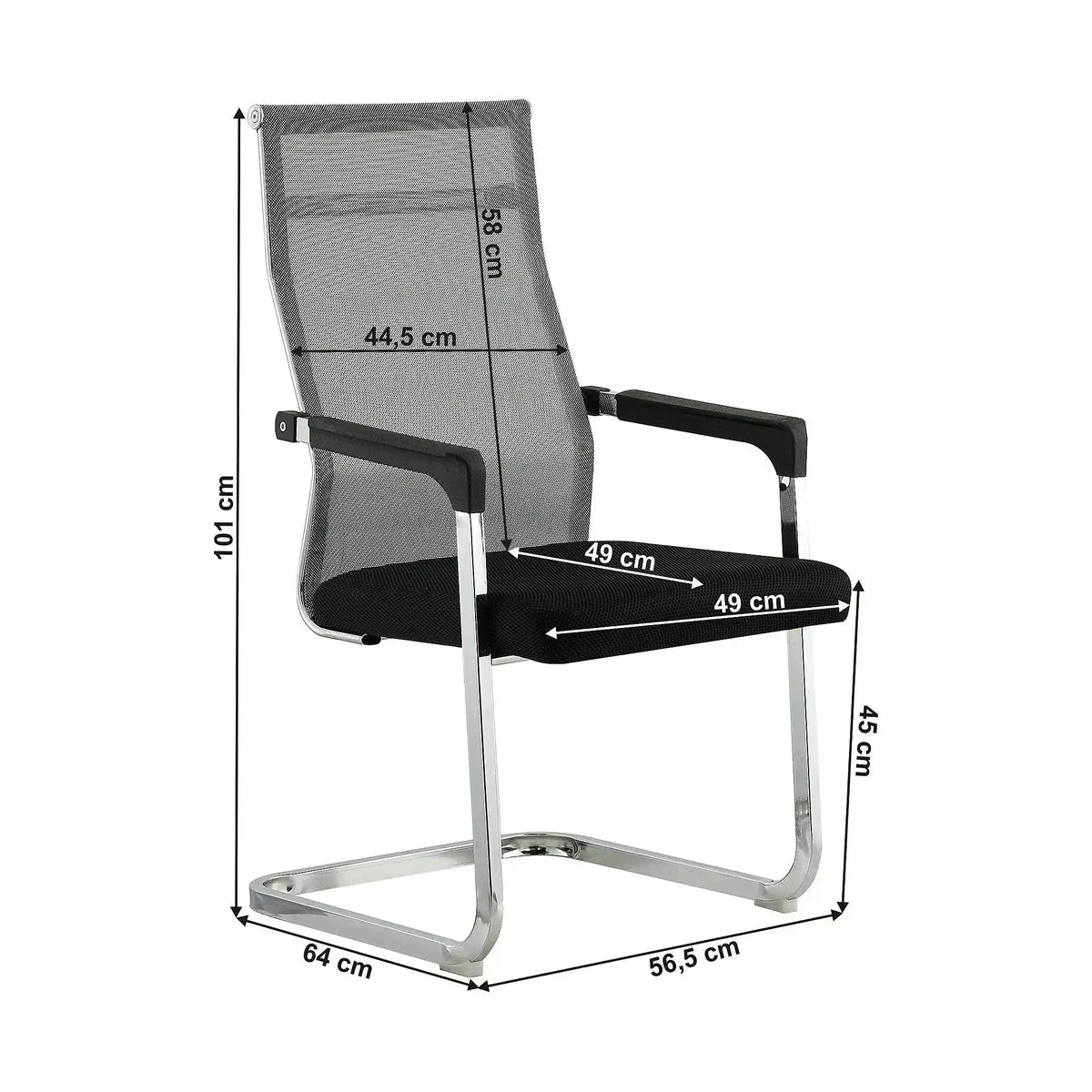 Scaun RIMALA NEW, gri/negru, plasa/metal, 56.5x64x101 cm