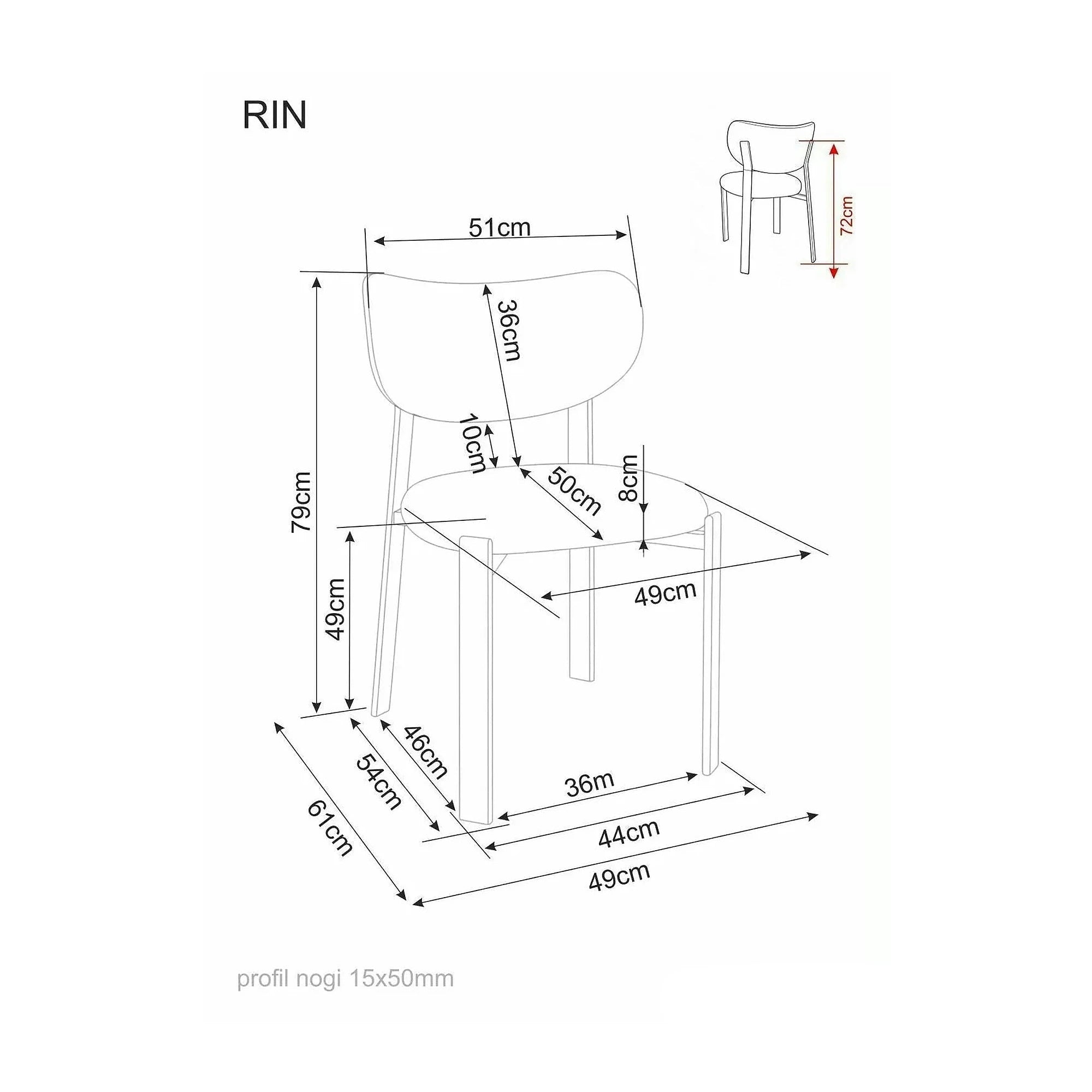 Scaun RIN, bej/negru, stofă/metal, 51x50x79 cm