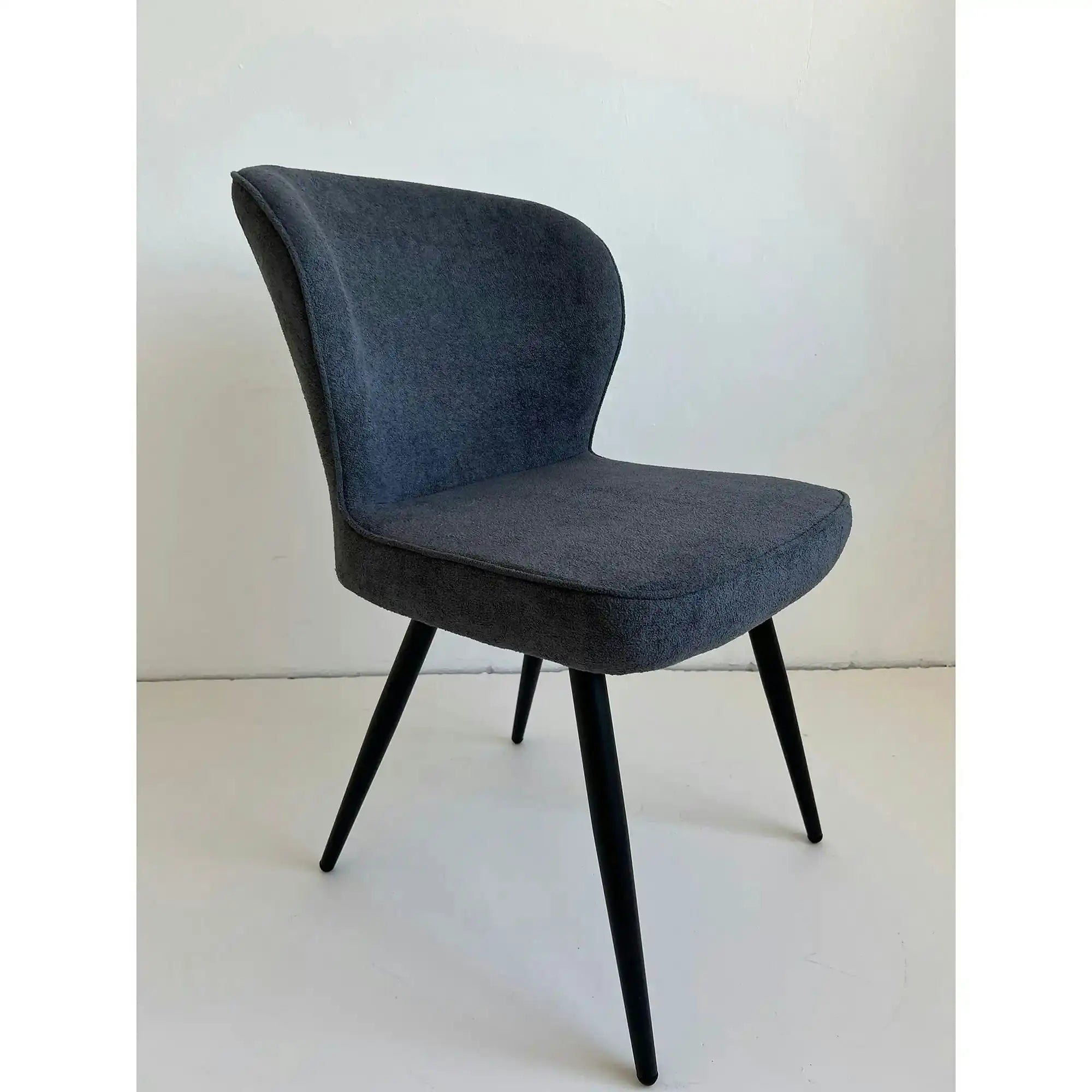 Scaun RIO 2, gri inchis/negru, stofa buclata/metal, 64x51x84 cm