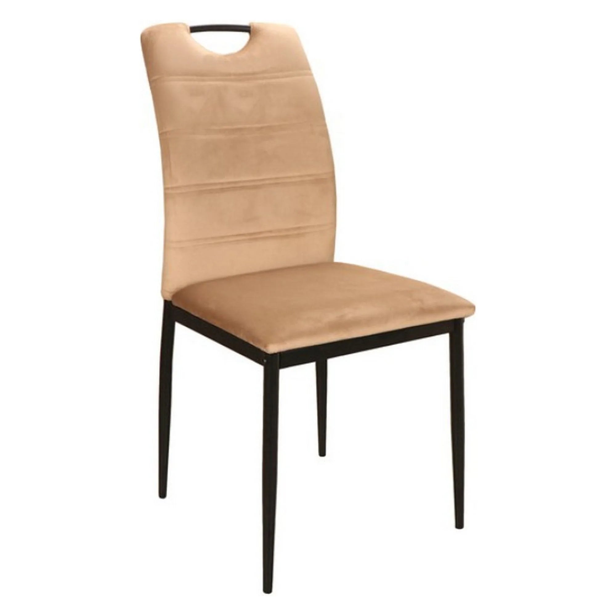 Scaun RIP, bej deschis/negru, stofa catifelata/metal, 44x38x92 cm