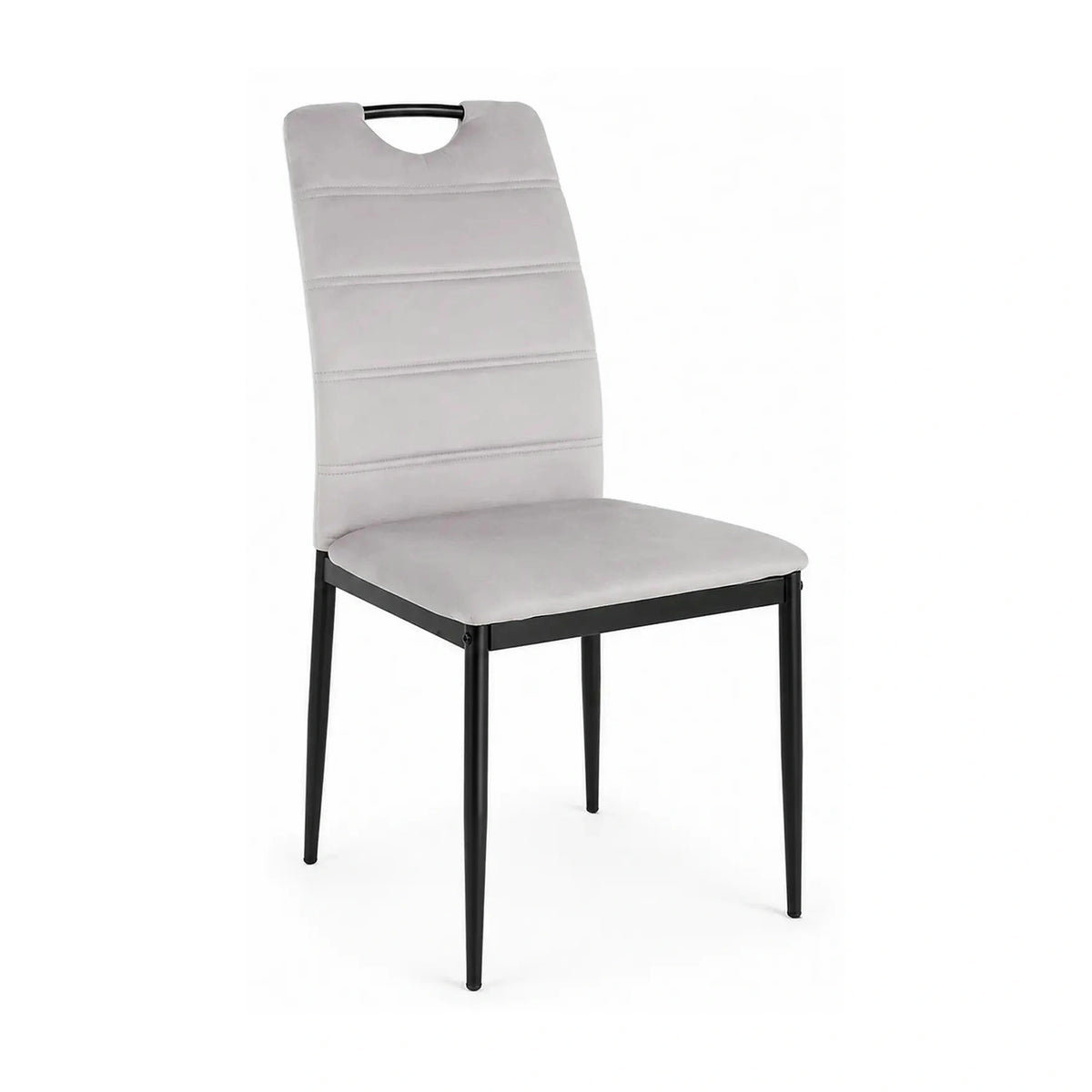 Scaun RIP, gri deschis/negru, stofa catifelata/metal, 44x38x92 cm
