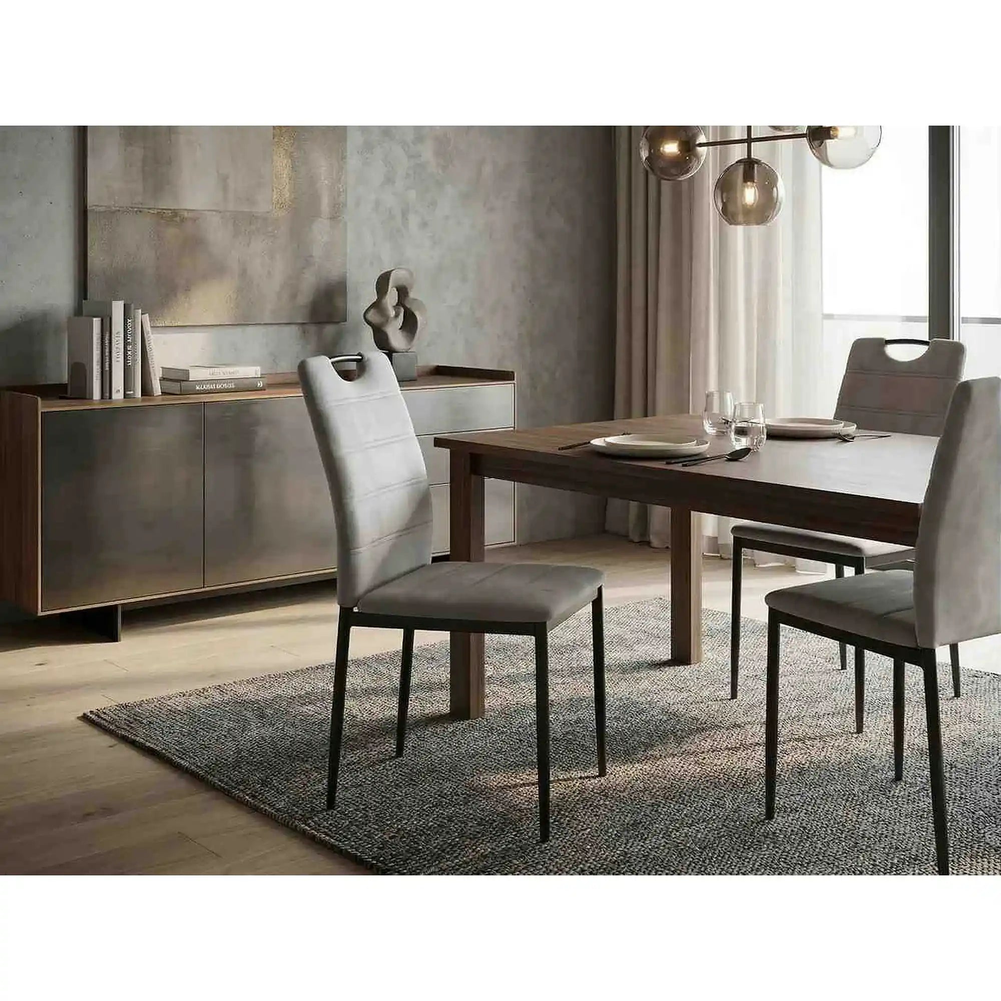 Scaun RIP, gri deschis/negru, stofa catifelata/metal, 44x38x92 cm