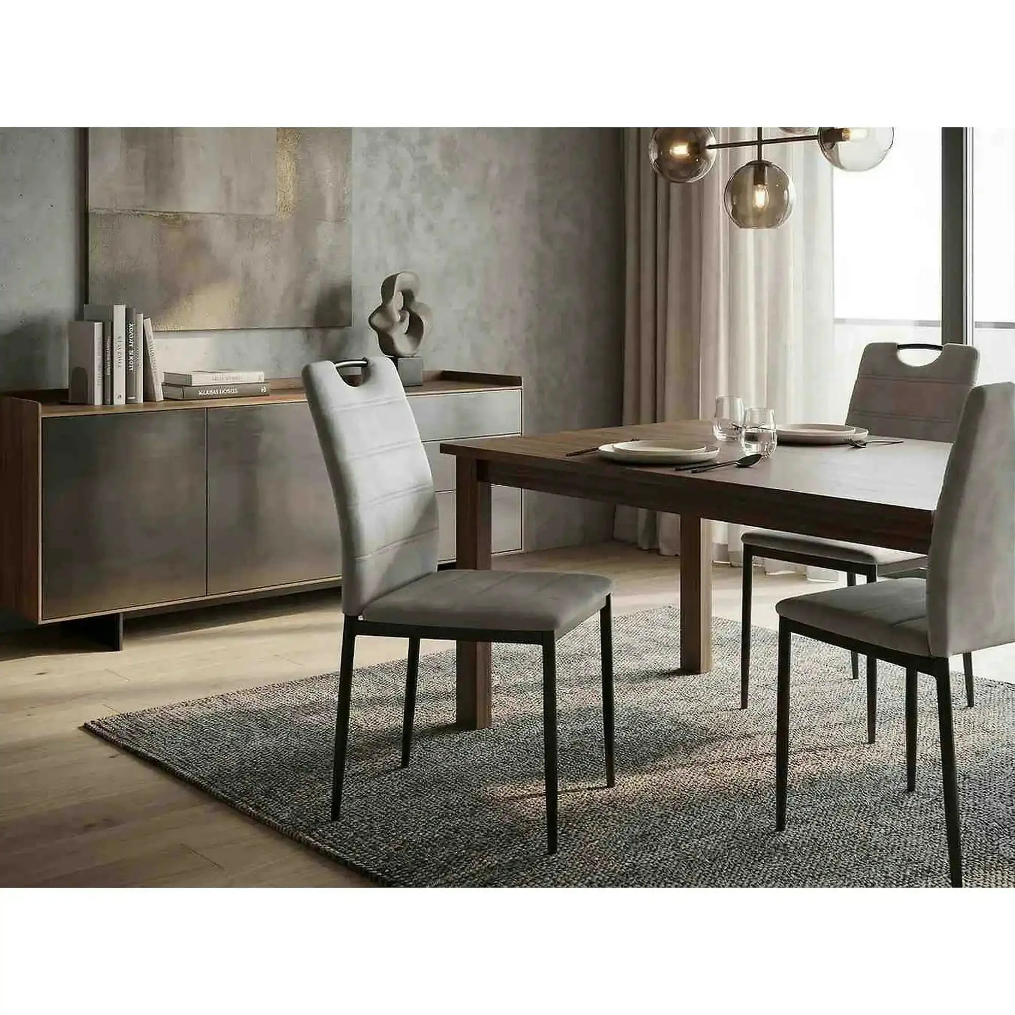 Scaun RIP, gri deschis/negru, stofa catifelata/metal, 44x38x92 cm