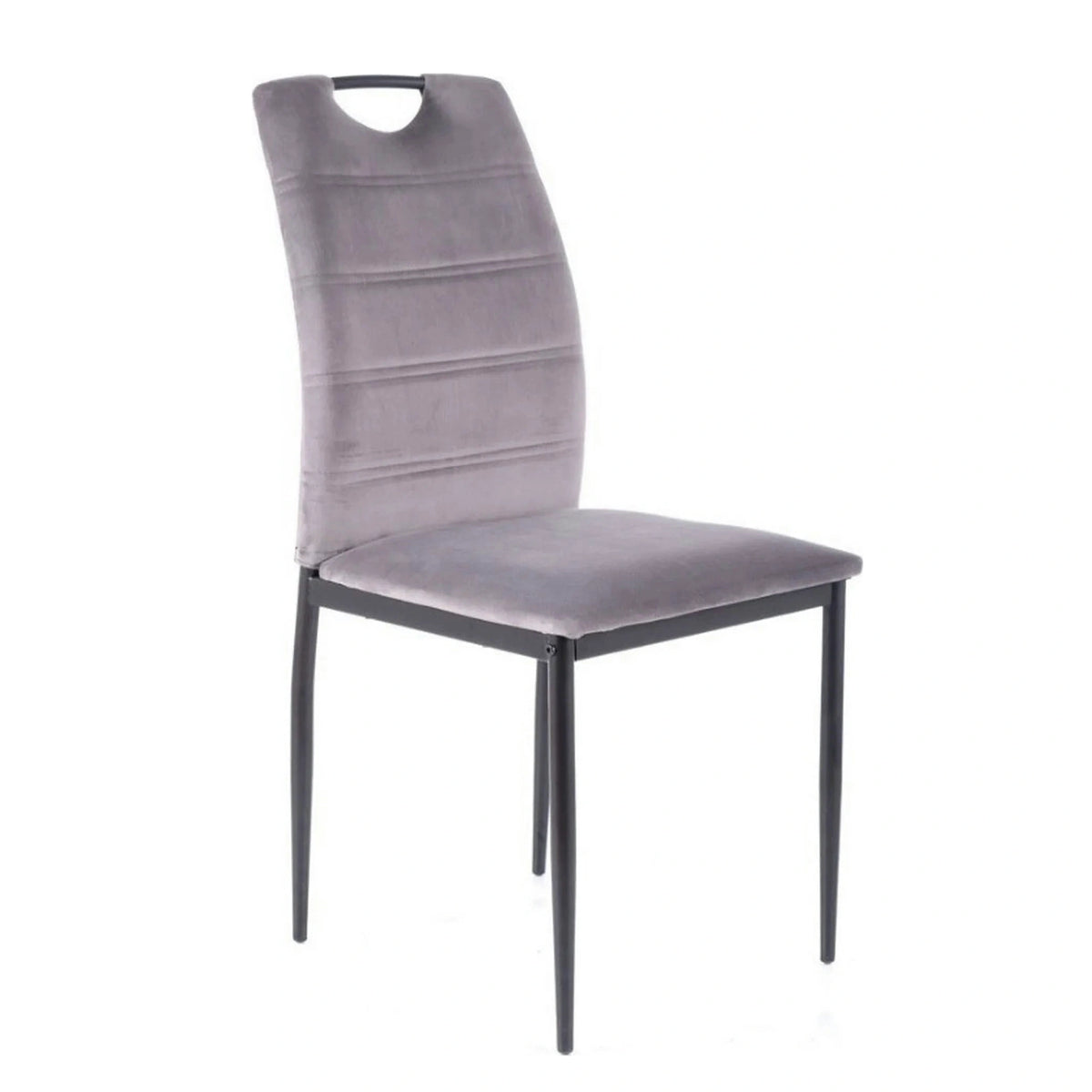 Scaun RIP, gri/negru, stofa catifelata/metal, 44x38x92 cm