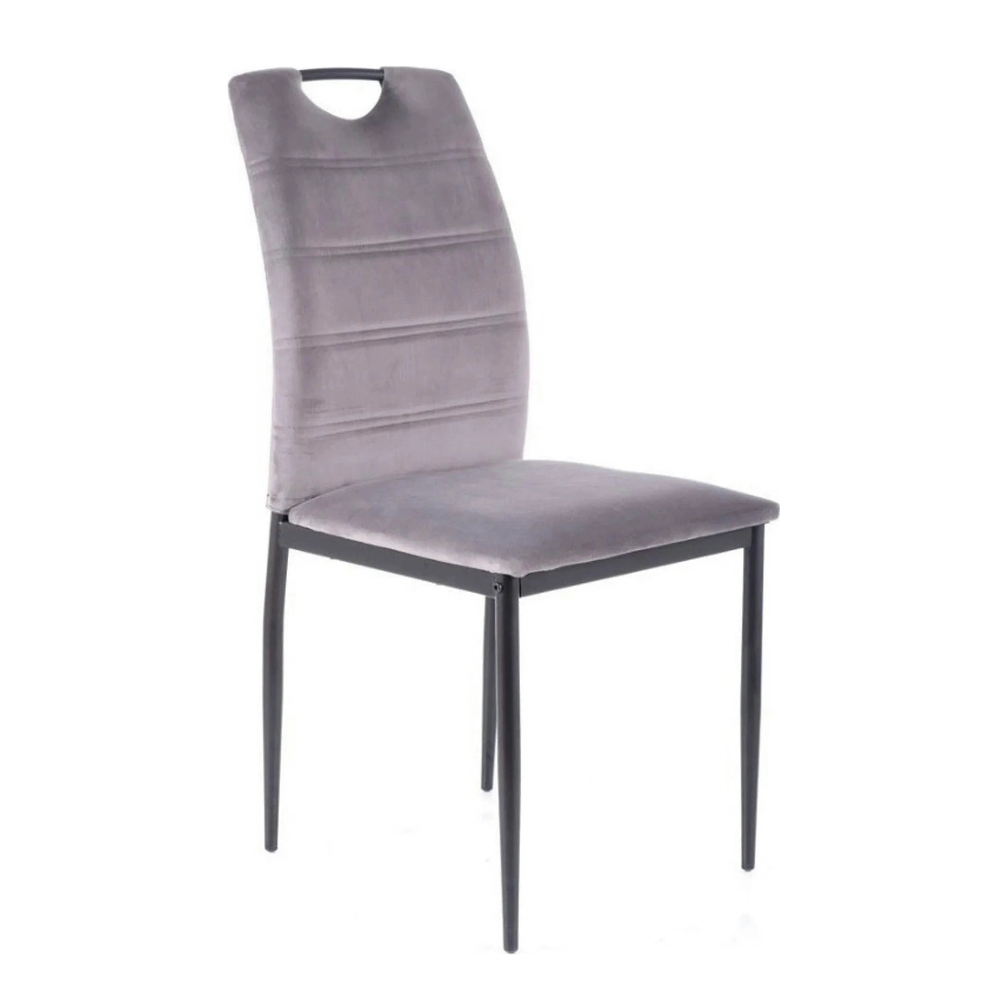 Scaun RIP, gri/negru, stofa catifelata/metal, 44x38x92 cm
