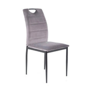 Scaun RIP, gri/negru, stofa catifelata/metal, 44x38x92 cm