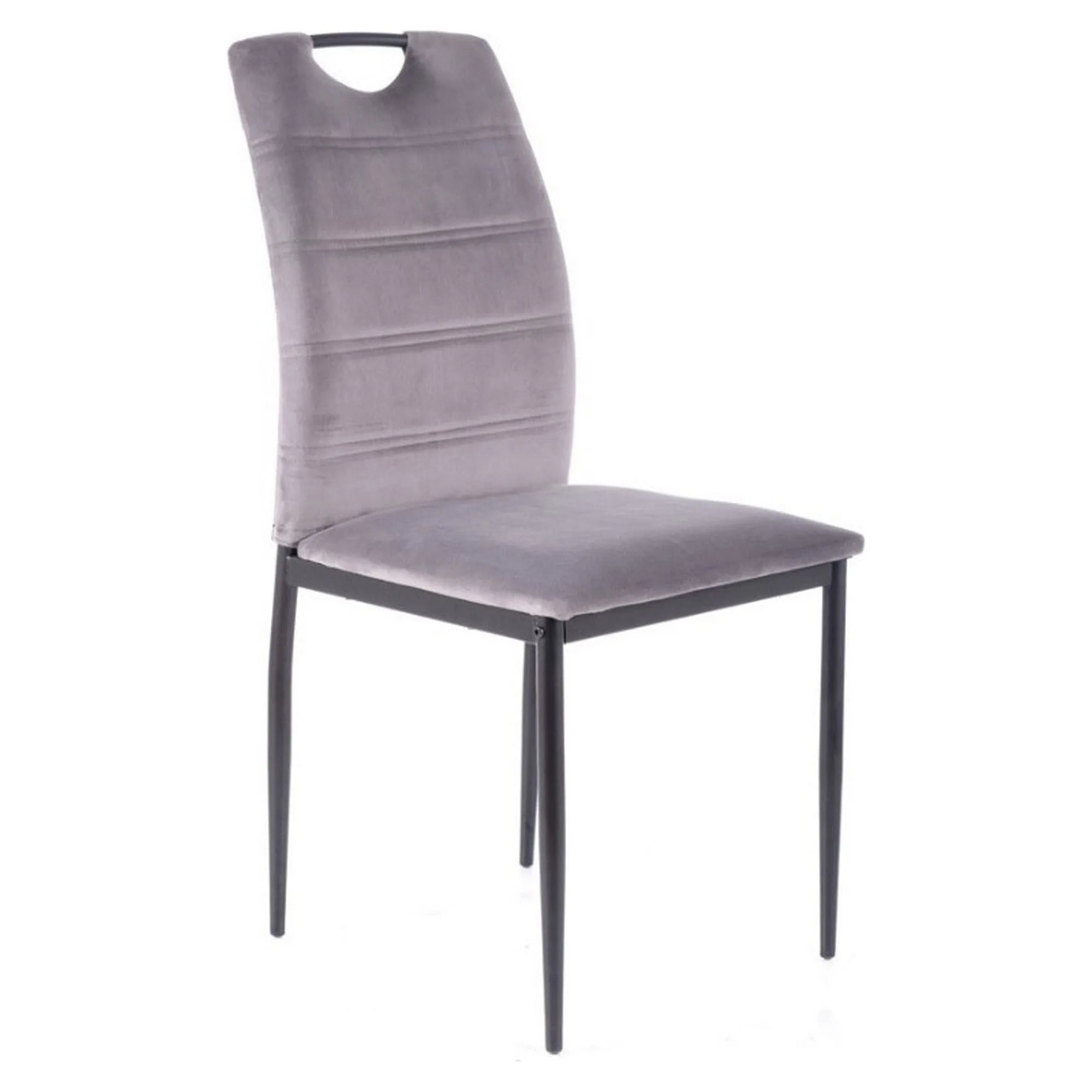 Scaun RIP, gri/negru, stofa catifelata/metal, 44x38x92 cm