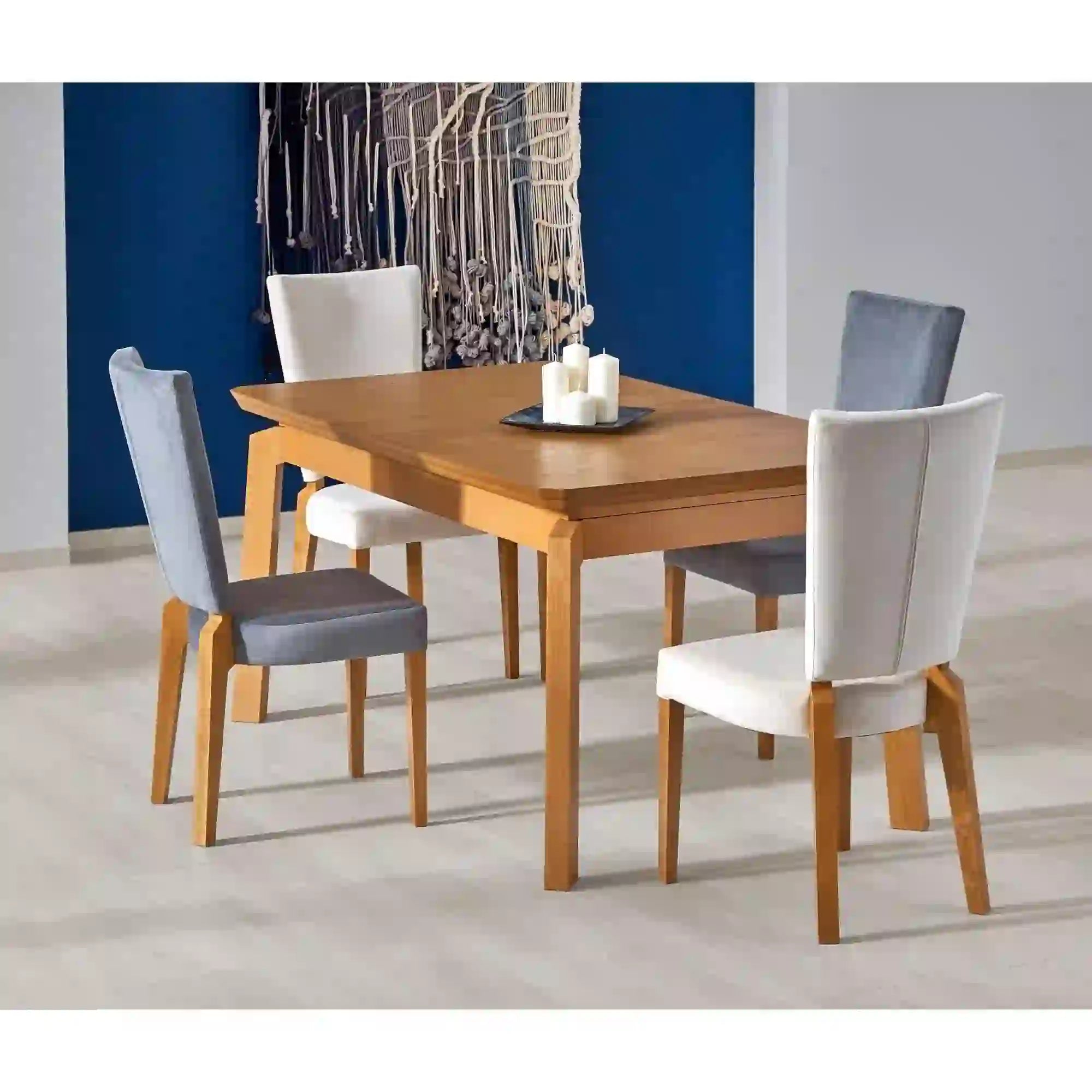 Scaun Rois, gri/stejar, stofa catifelata/lemn de fag, 43x58x94 cm