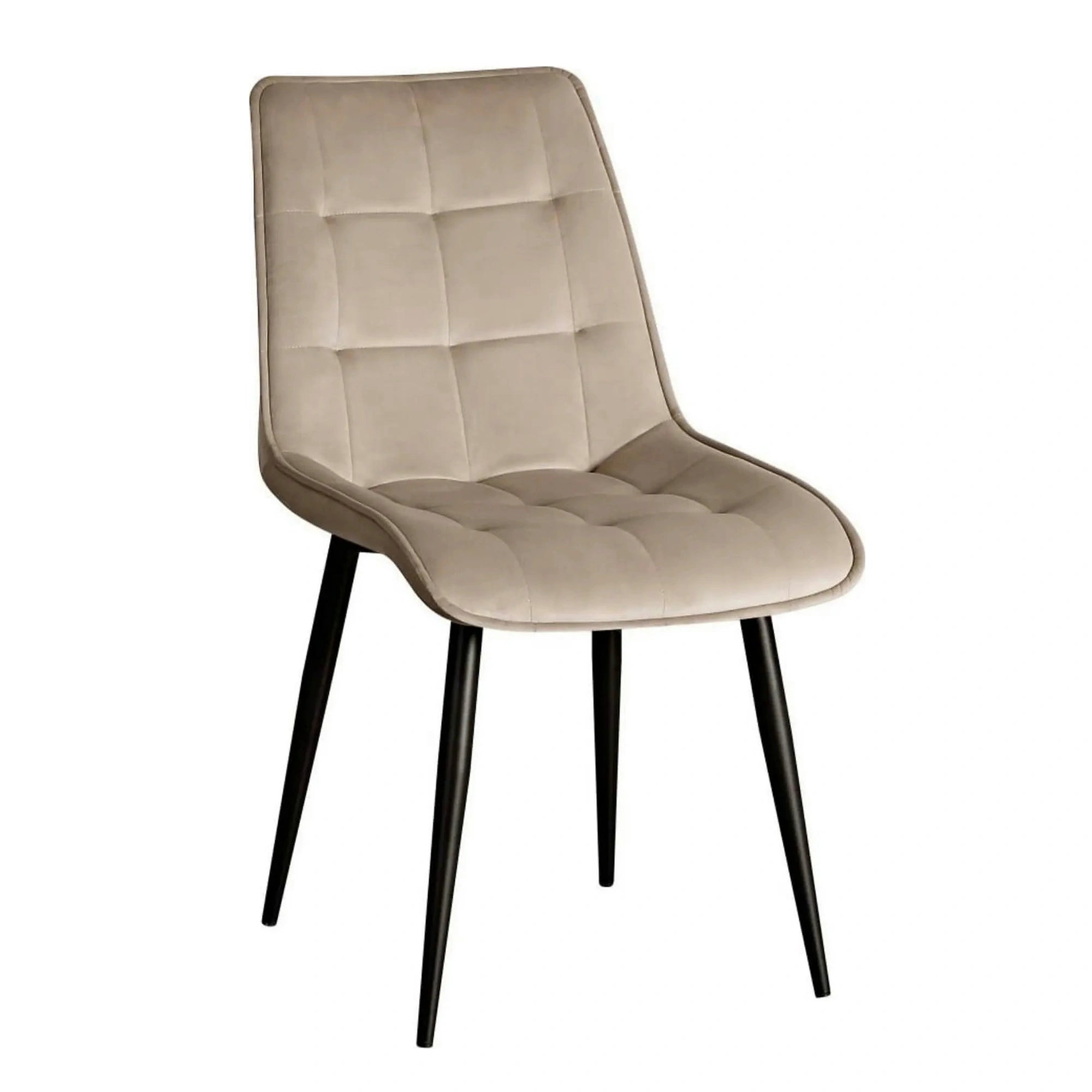 Scaun RON, bej inchis/negru, stofa catifelata/metal, 48x62x87 cm