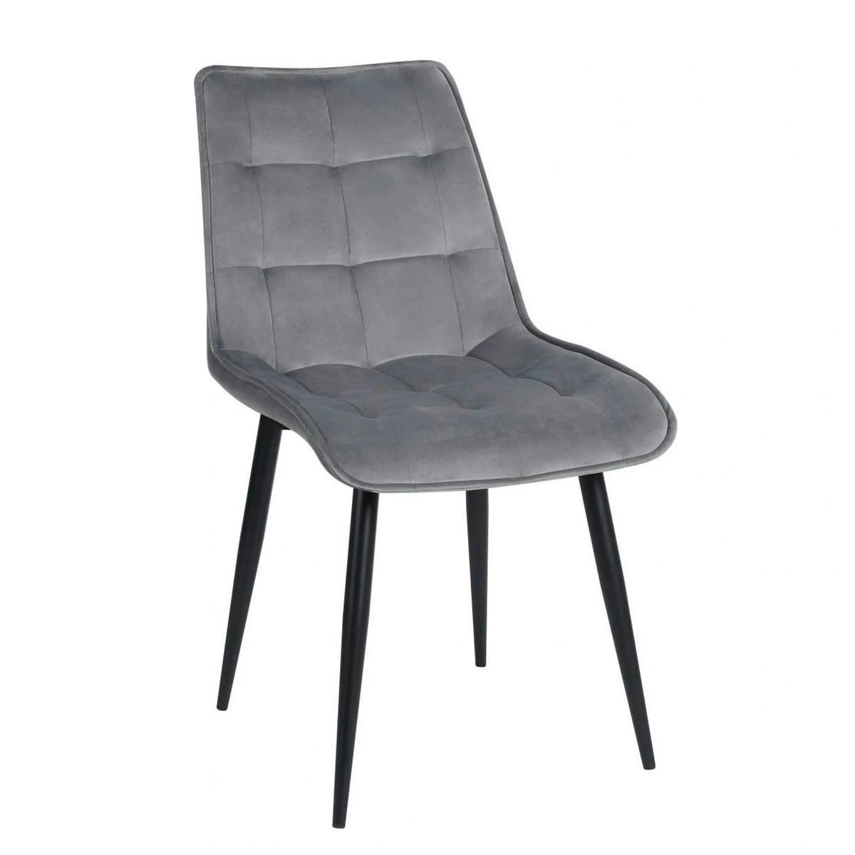 Scaun RON, gri deschis/negru, stofa catifelata/metal, 48x62x87 cm