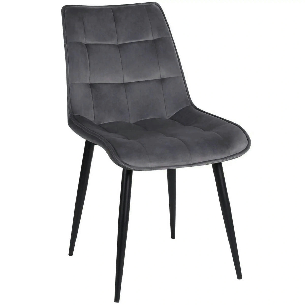 Scaun RON, gri inchis/negru, stofa catifelata/metal, 48x62x87 cm