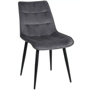 Scaun RON, gri inchis/negru, stofa catifelata/metal, 48x62x87 cm