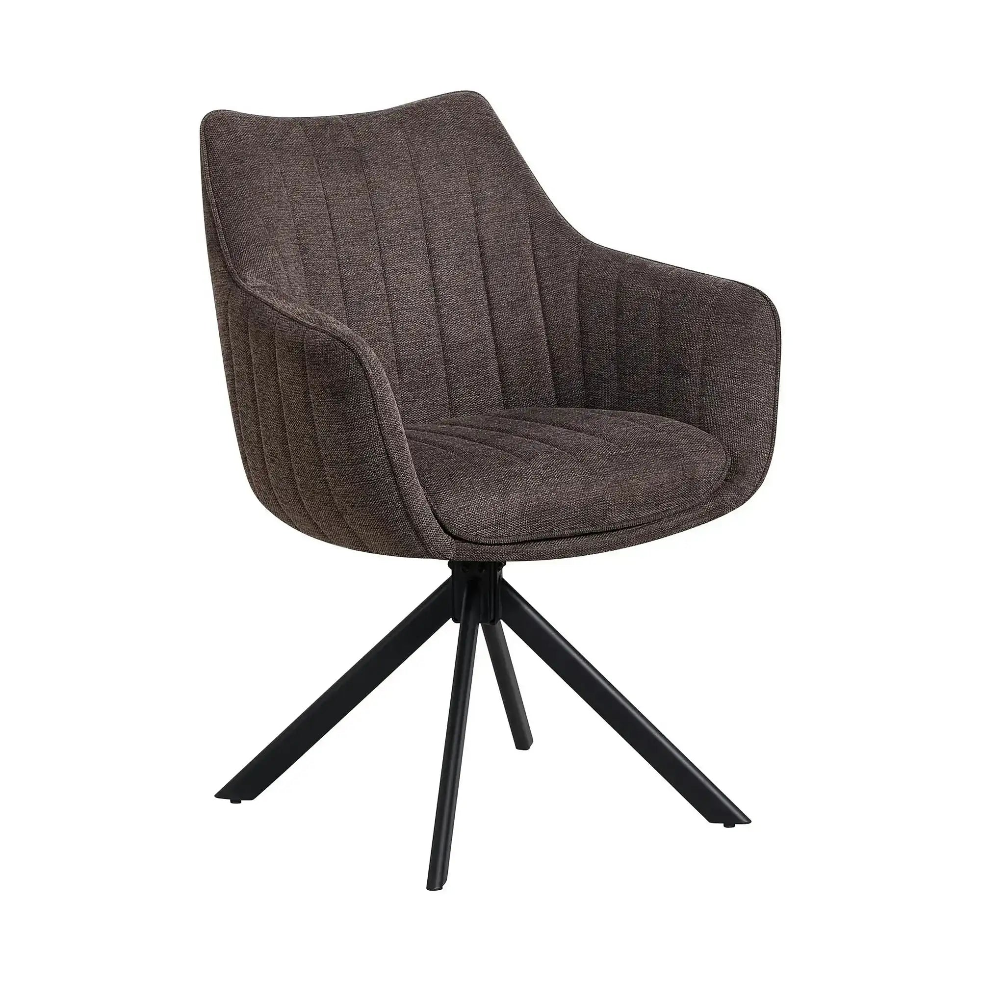Scaun rotativ ASTON, maro/negru, stofa/metal, 61x44x86 cm
