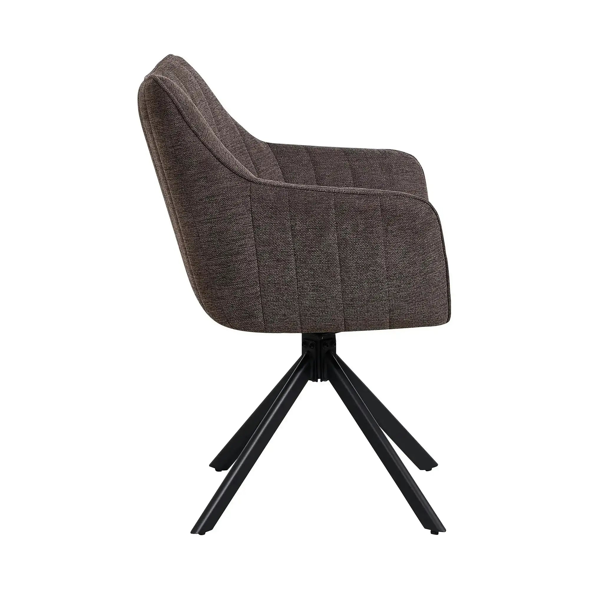 Scaun rotativ ASTON, maro/negru, stofa/metal, 61x58x86 cm