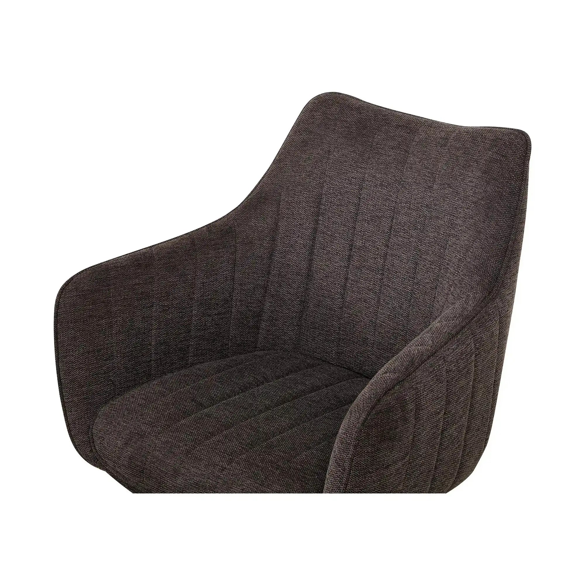 Scaun rotativ ASTON, maro/negru, stofa/metal, 61x58x86 cm