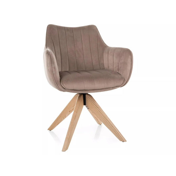 Scaun rotativ AZALIA, bej inchis - Bluvel 40, stofa catifelata/lemn, 61x44x86 cm