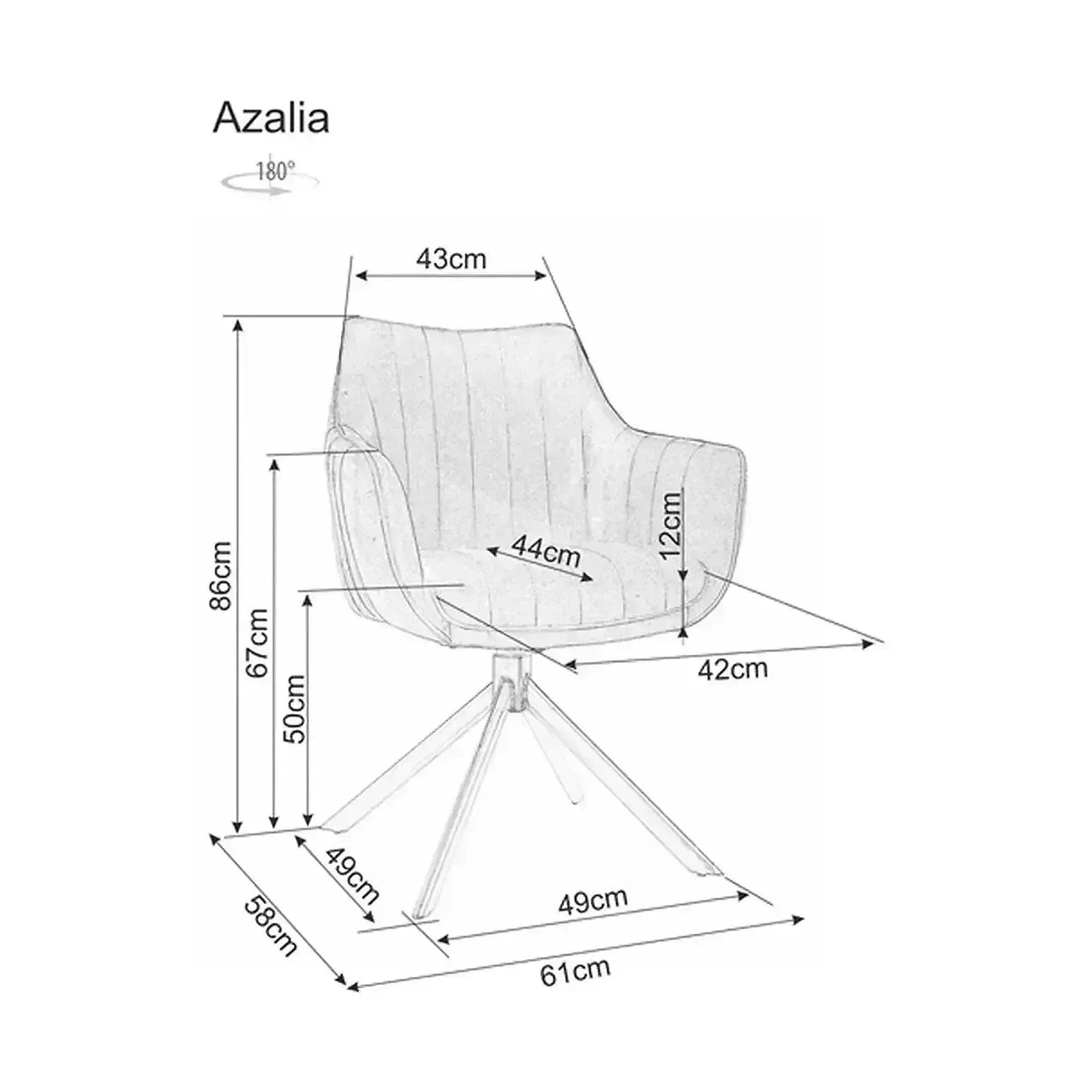 Scaun rotativ AZALIA, bej închis/negru, stofă/metal, 61x44x86 cm