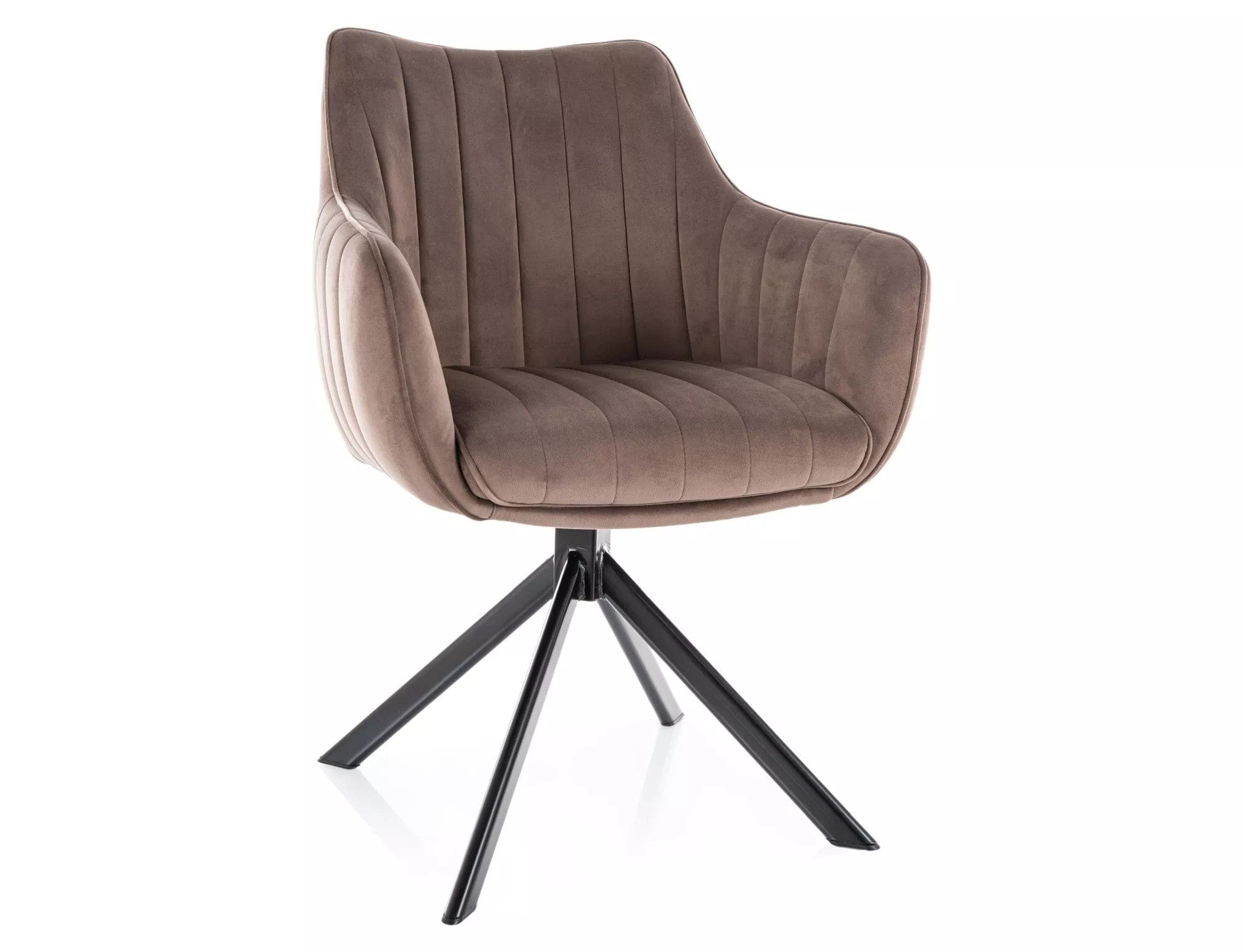 Scaun rotativ AZALIA, cappuccino/negru, stofa catifelata/metal, 61x44x86 cm