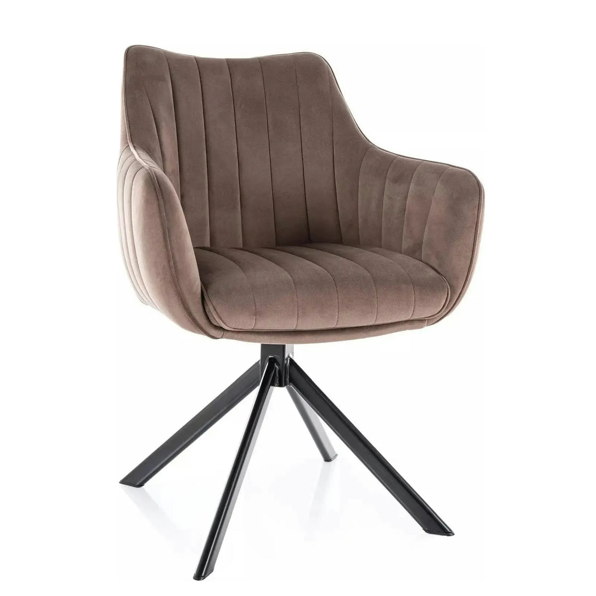 Scaun rotativ AZALIA, cappuccino/negru, stofa catifelata/metal, 61x58x86 cm