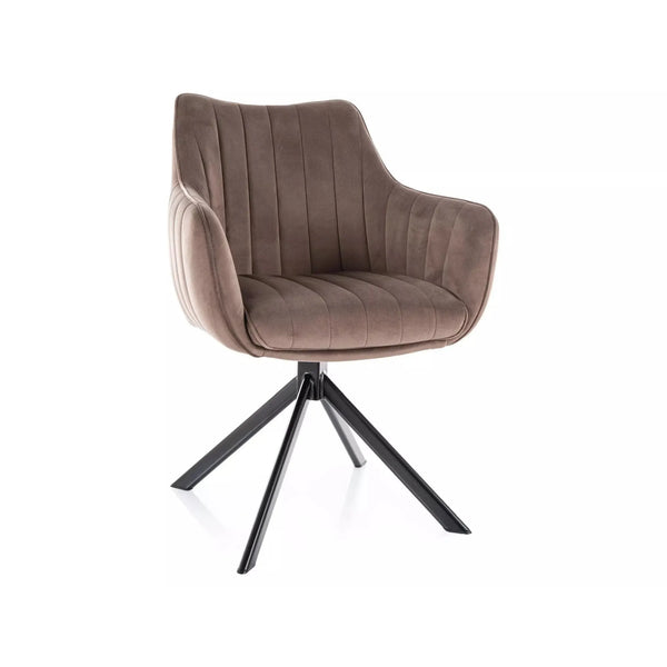 Scaun rotativ AZALIA, cappuccino/negru, stofa catifelata/metal, 61x58x86 cm