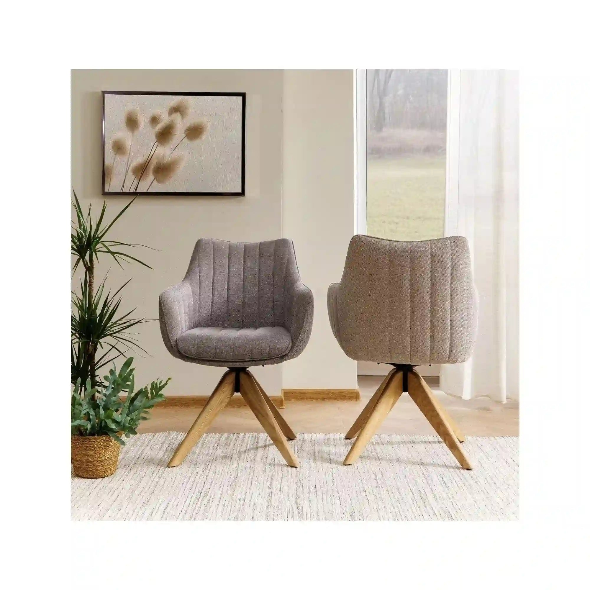 Scaun rotativ AZALIA, gri deschis - Brego 07, stofa clasica/lemn, 61x44x86 cm