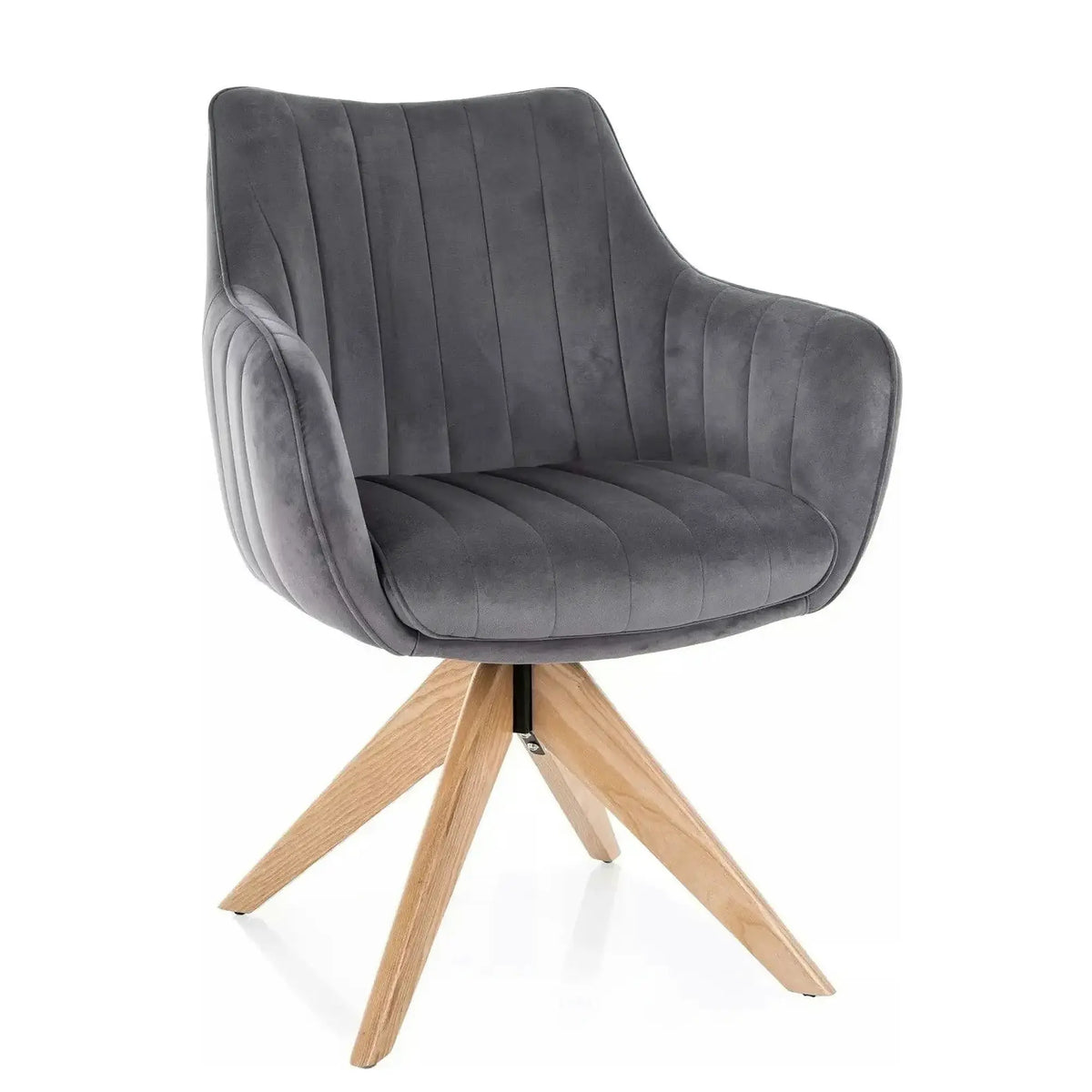 Scaun rotativ AZALIA, gri inchis - Bluvel 14, stofa catifelata/lemn, 61x44x86 cm