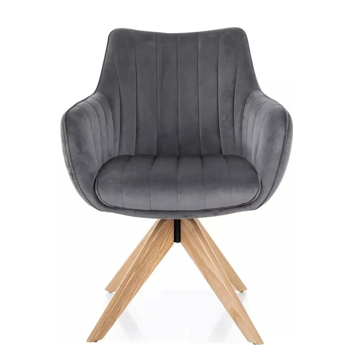 Scaun rotativ AZALIA, gri inchis - Bluvel 14, stofa catifelata/lemn, 61x44x86 cm