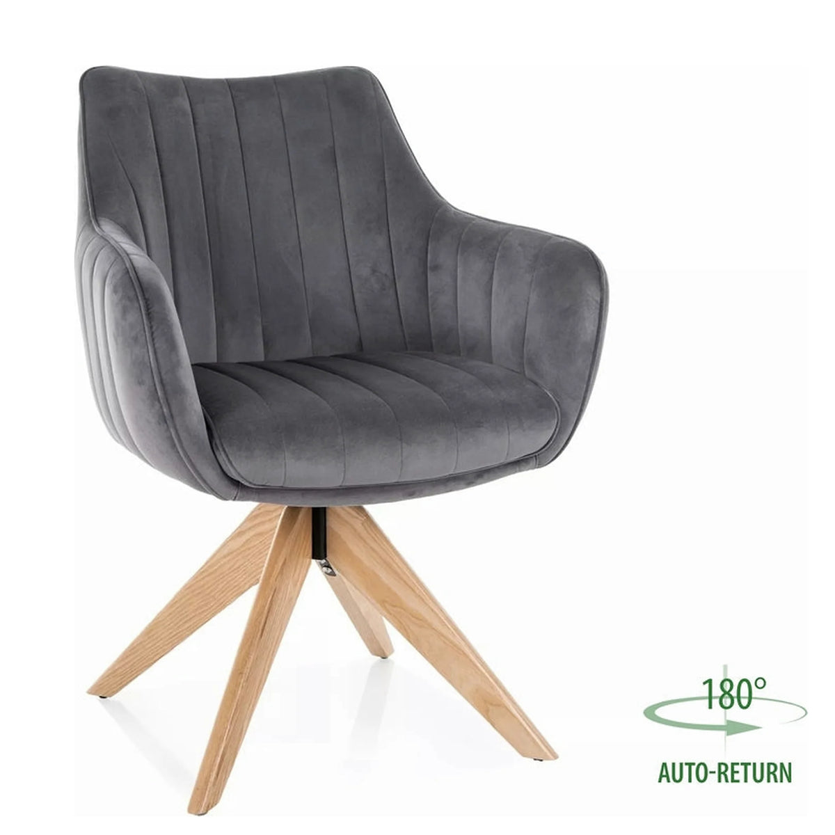 Scaun rotativ AZALIA, gri inchis - Bluvel 14, stofa catifelata/lemn, 61x44x86 cm