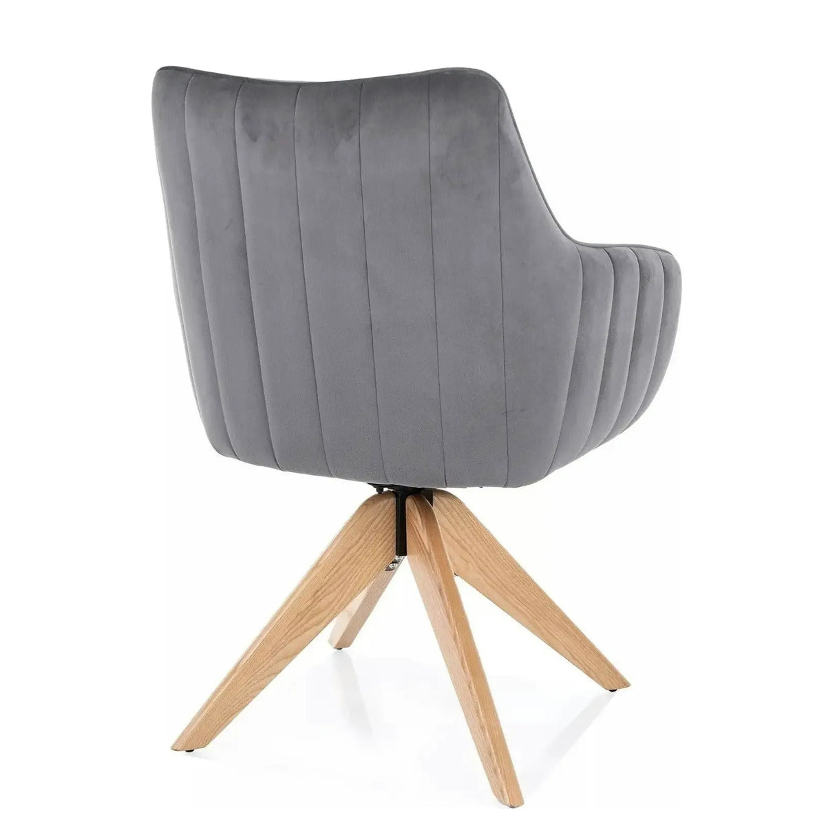 Scaun rotativ AZALIA, gri inchis - Bluvel 14, stofa catifelata/lemn, 61x44x86 cm