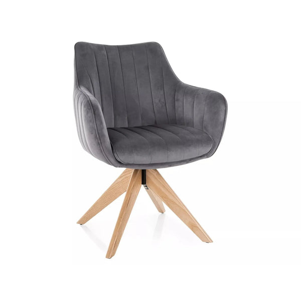 Scaun rotativ AZALIA, gri inchis - Bluvel 14, stofa catifelata/lemn, 61x44x86 cm