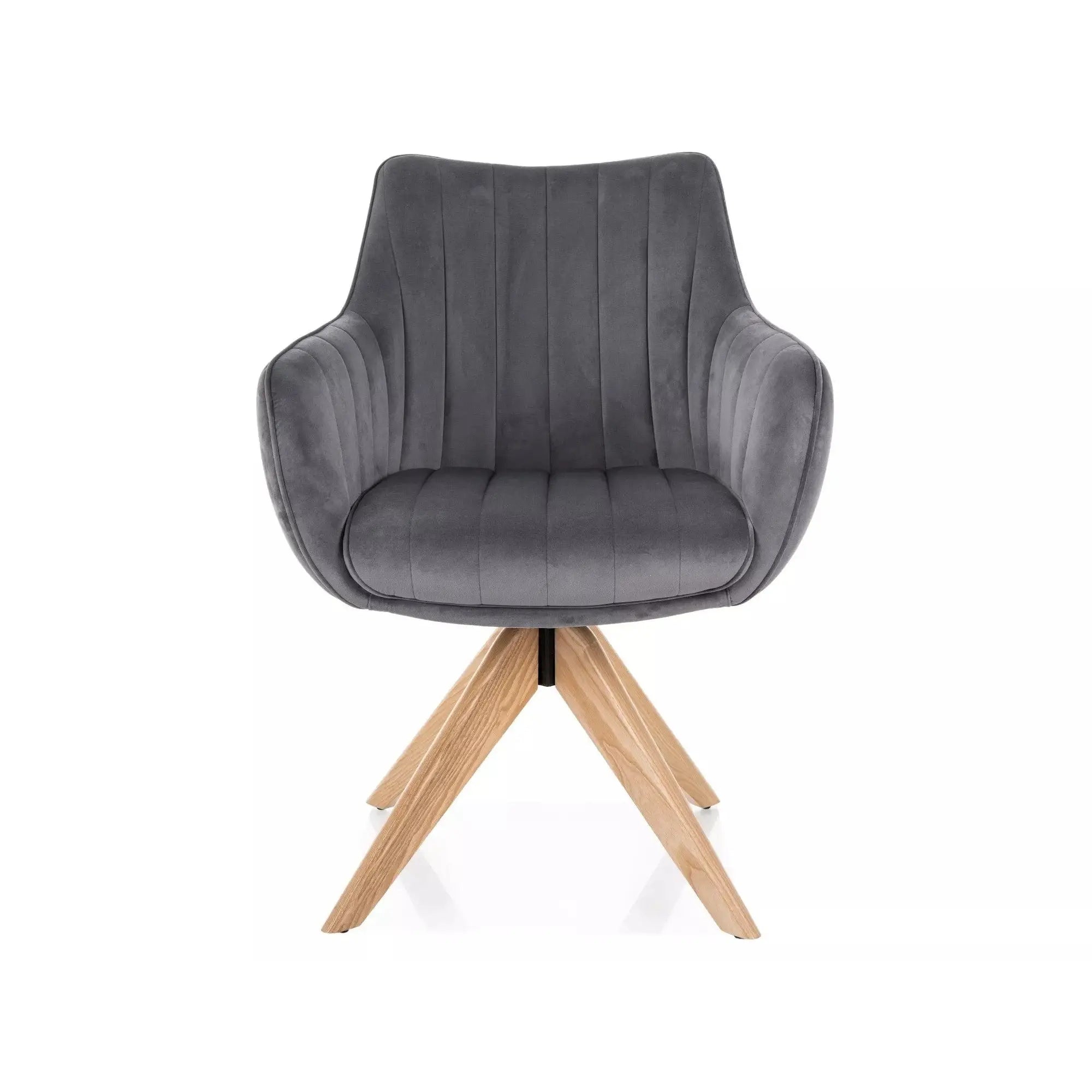 Scaun rotativ AZALIA, gri inchis - Bluvel 14, stofa catifelata/lemn, 61x44x86 cm