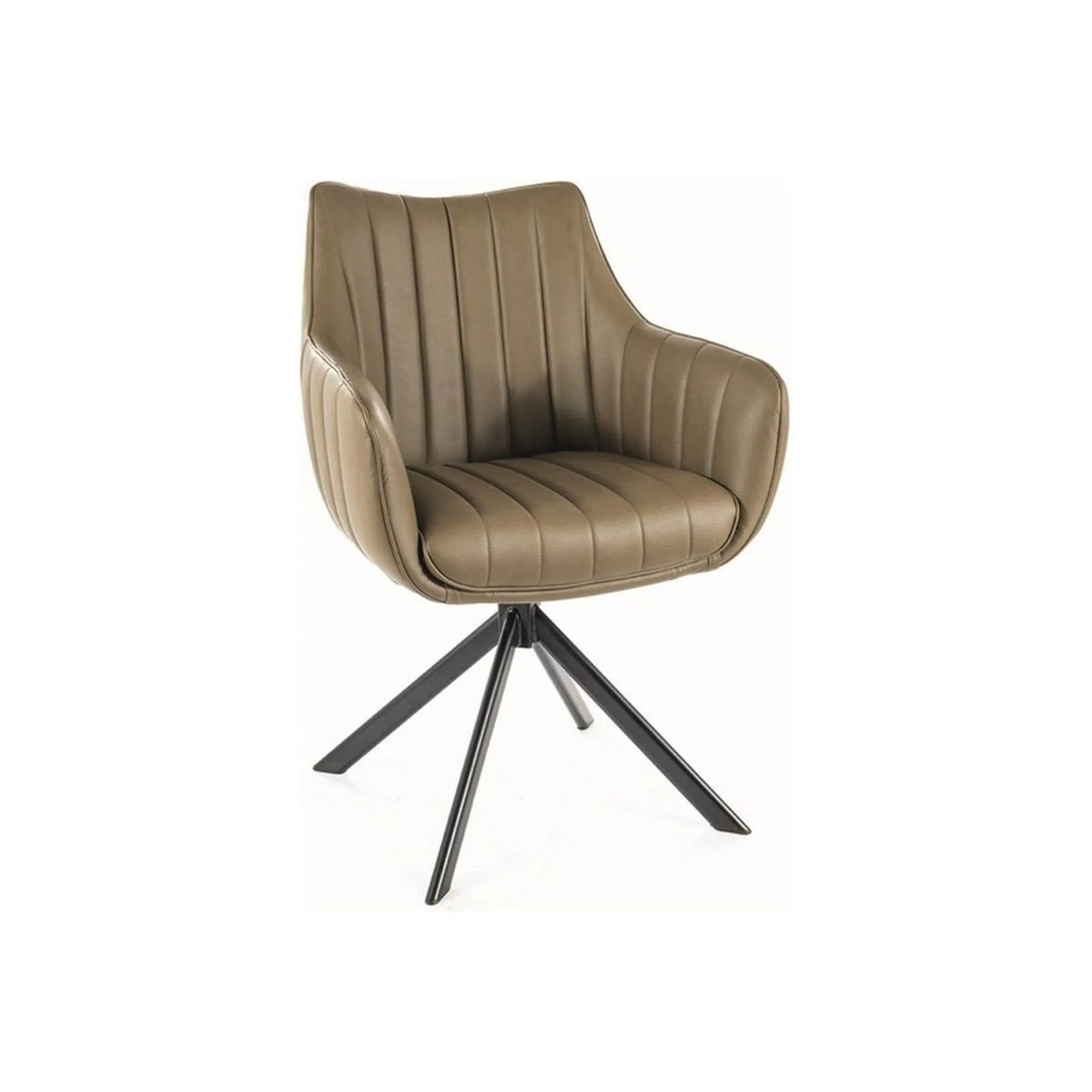 Scaun rotativ AZALIA, verde olive/negru, piele ecologica/metal, 61x44x86 cm