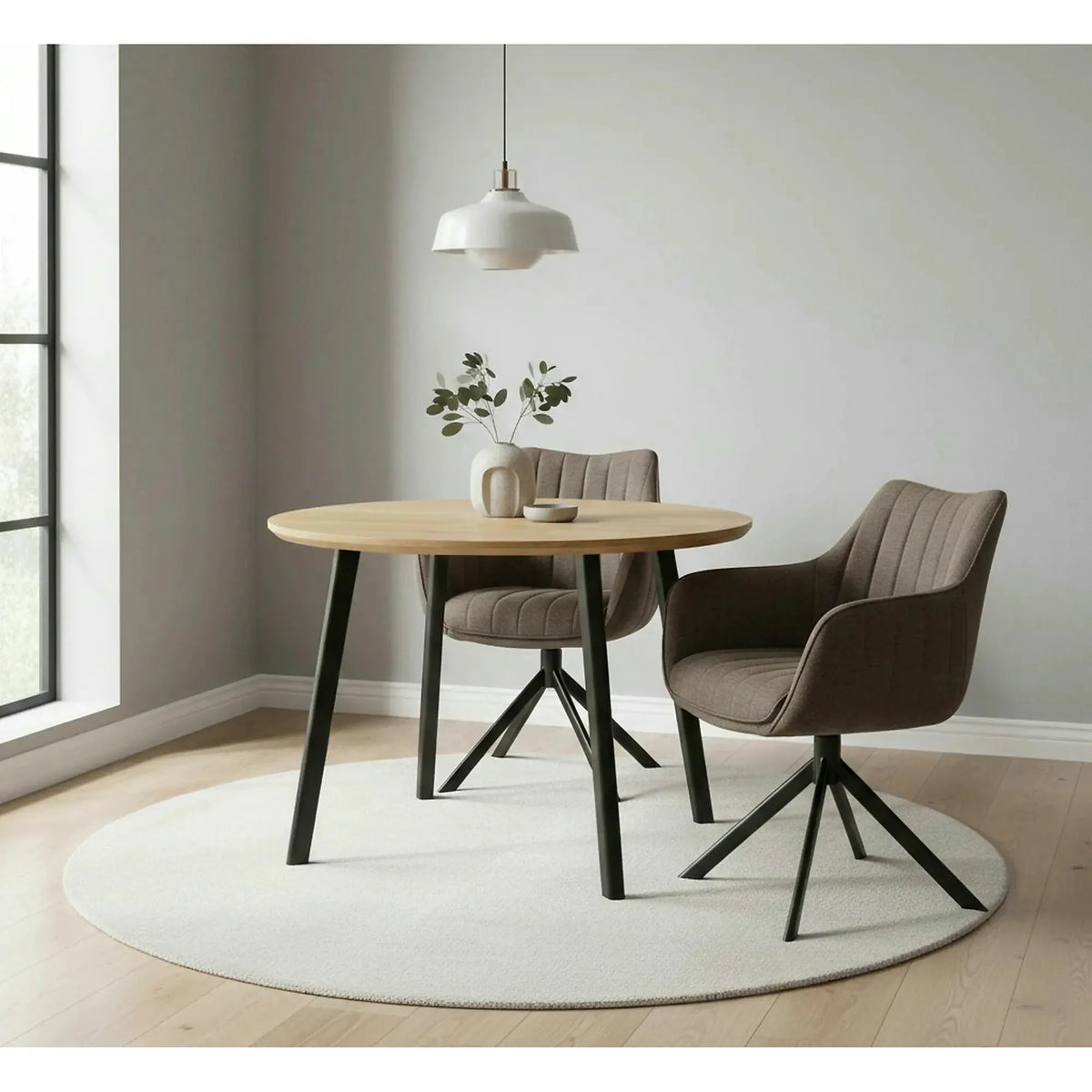 Scaun rotativ AZALIA, verde olive/negru, stofa clasica/metal, 61x58x86 cm