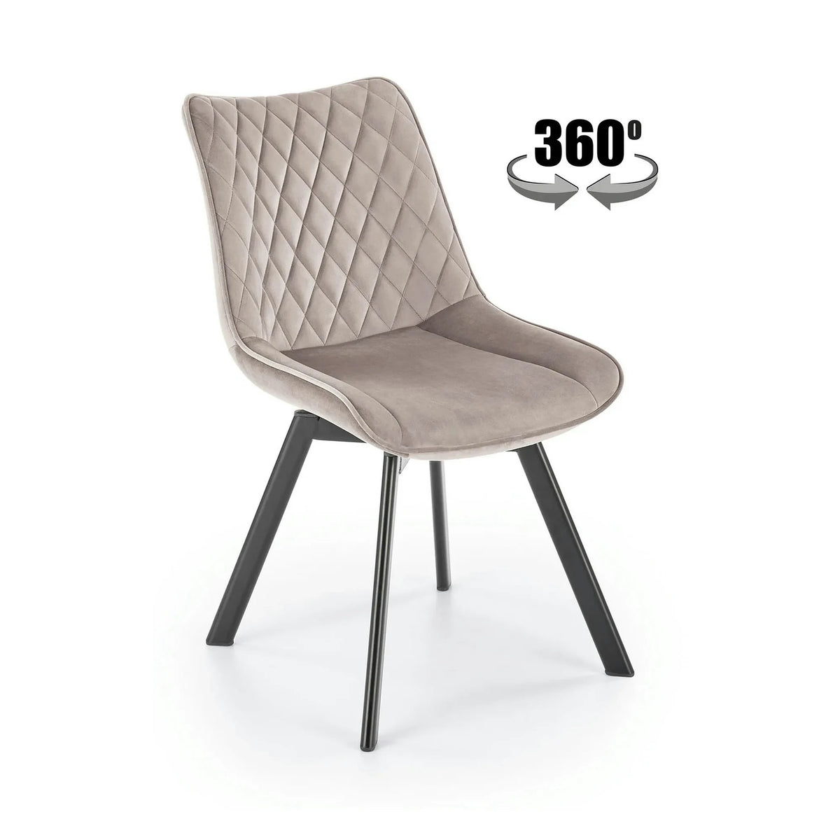 Scaun rotativ bucatarie K520, bej/negru, stofa catifelata/metal, 45x63x80 cm